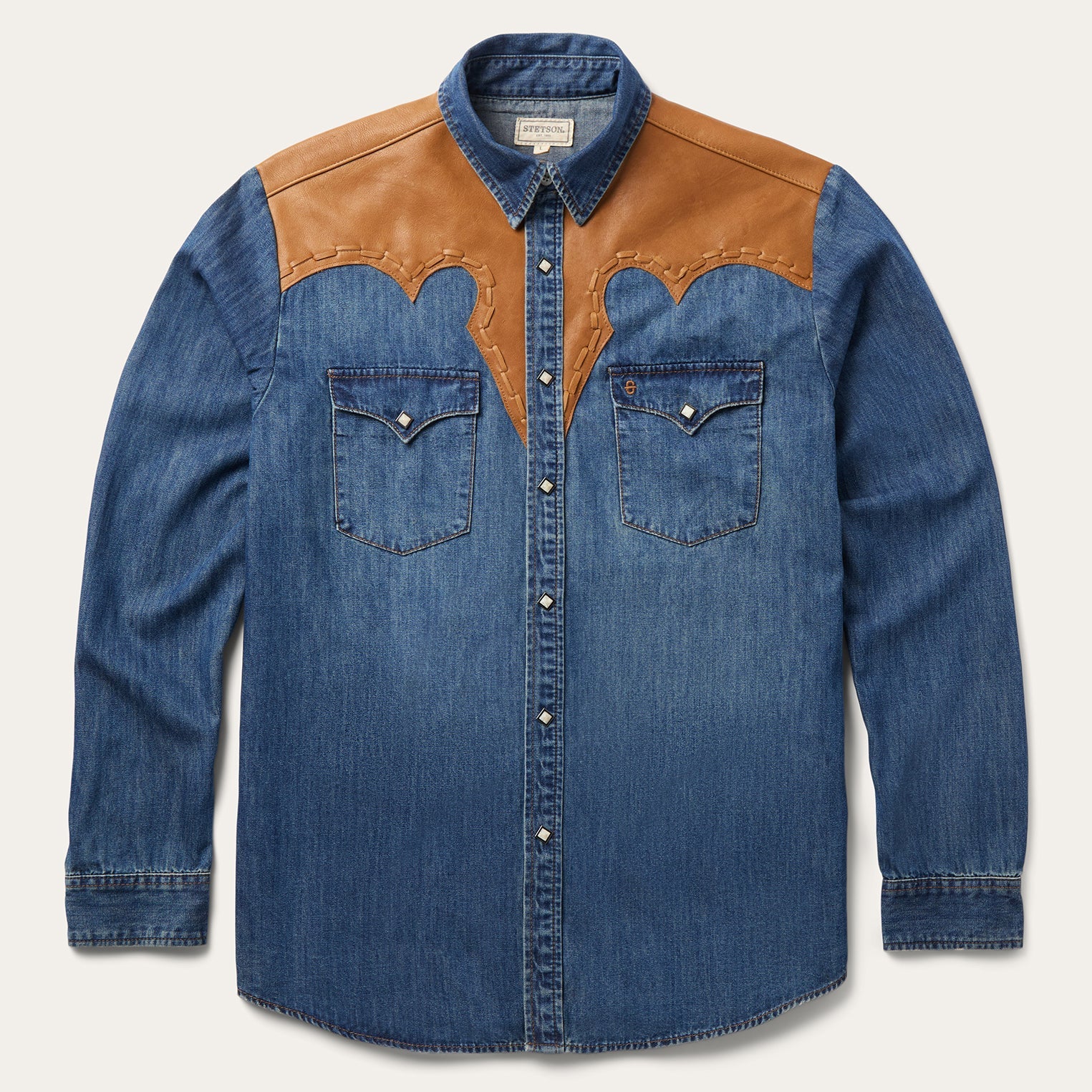 Leather Yoke Denim Shirt