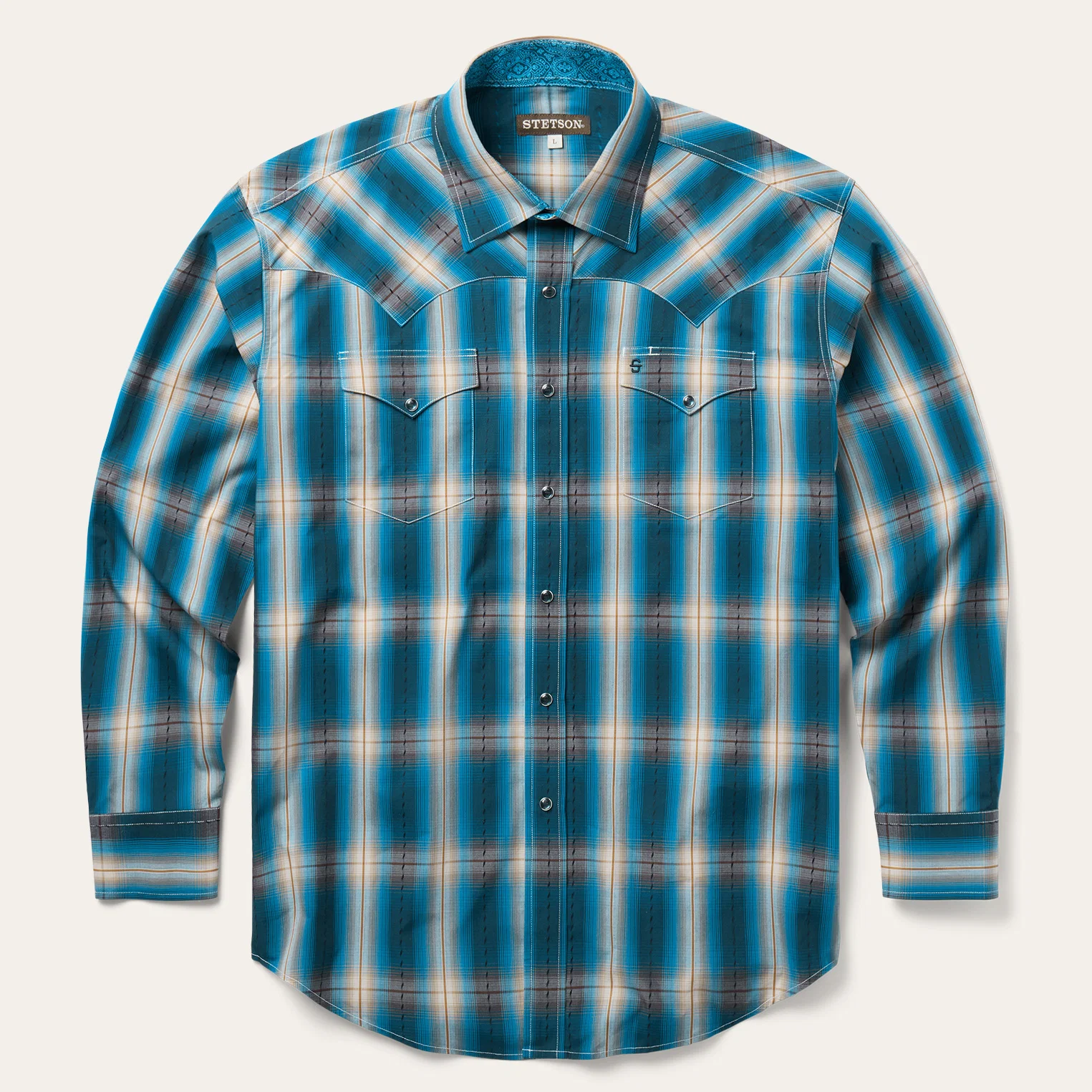 Marine Ombre Plaid Western Shirt