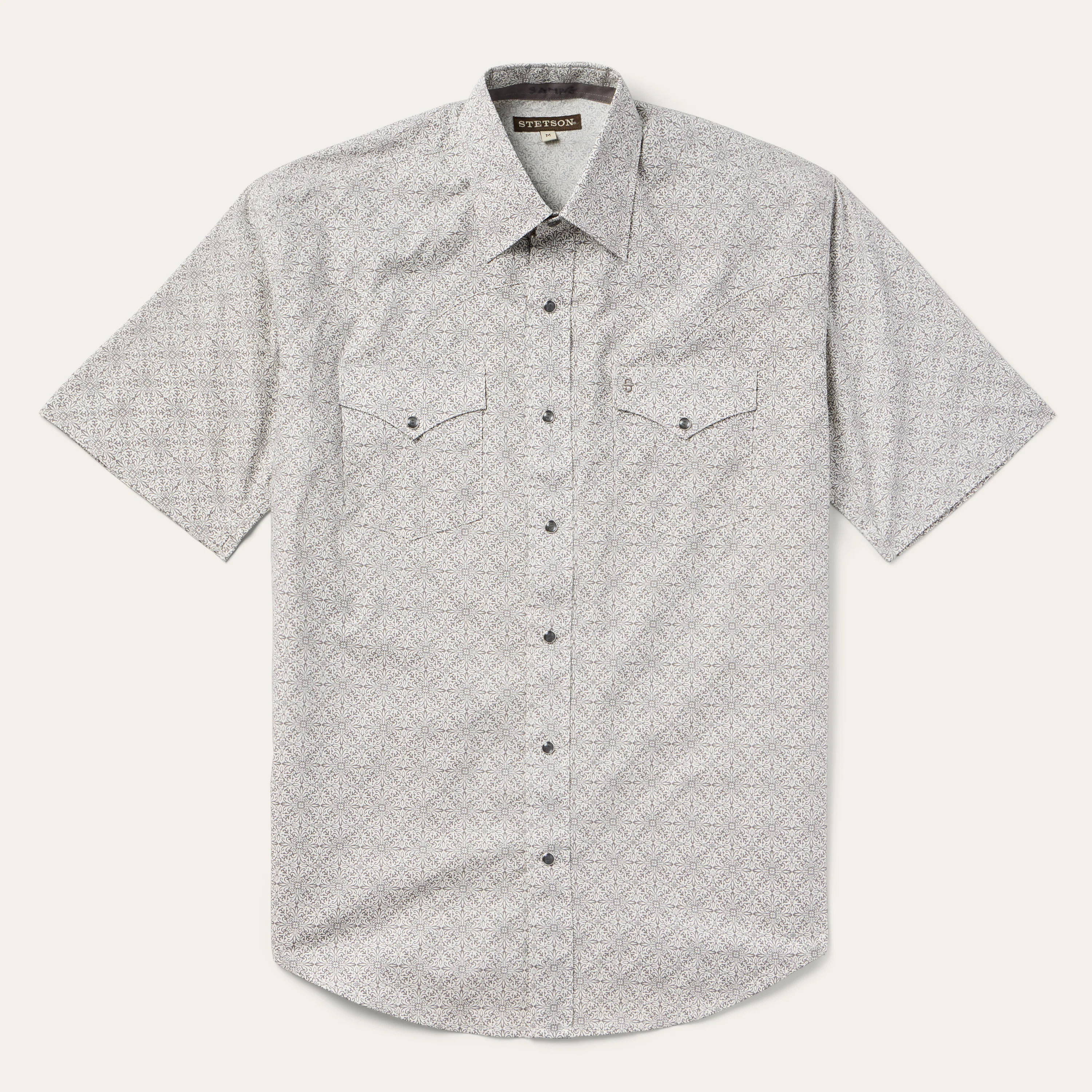 Pewter Filigree Short-Sleeve Western Shirt