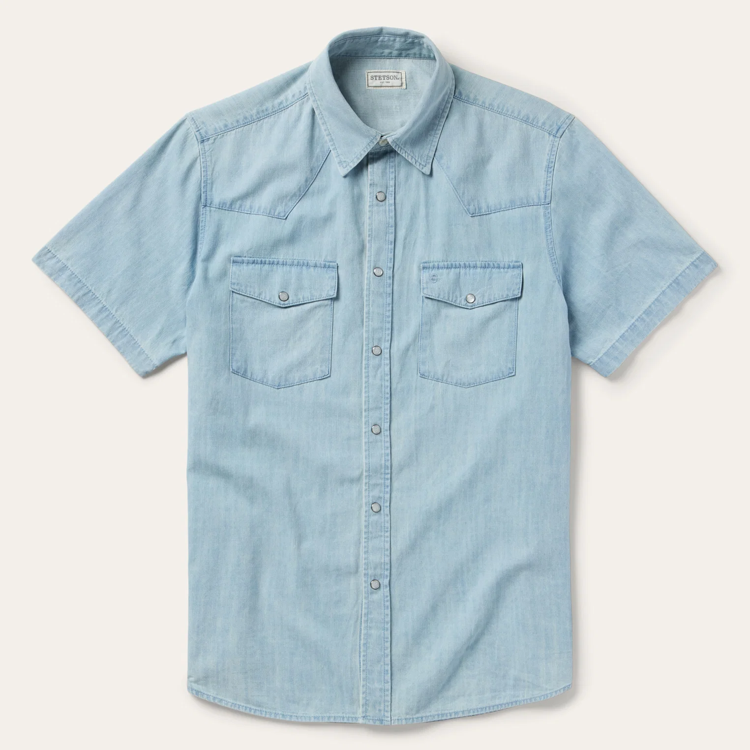 Chambray Oxford Short Sleeve Western Shirt