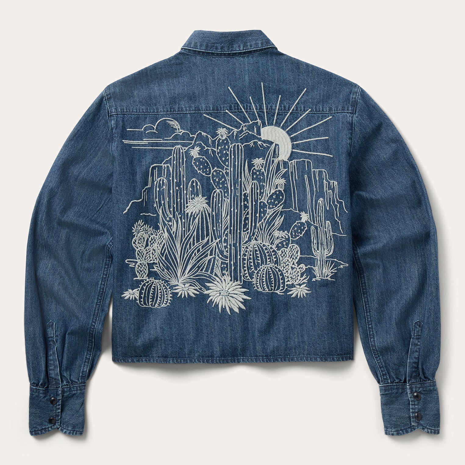 Embroidered Denim Crop Top