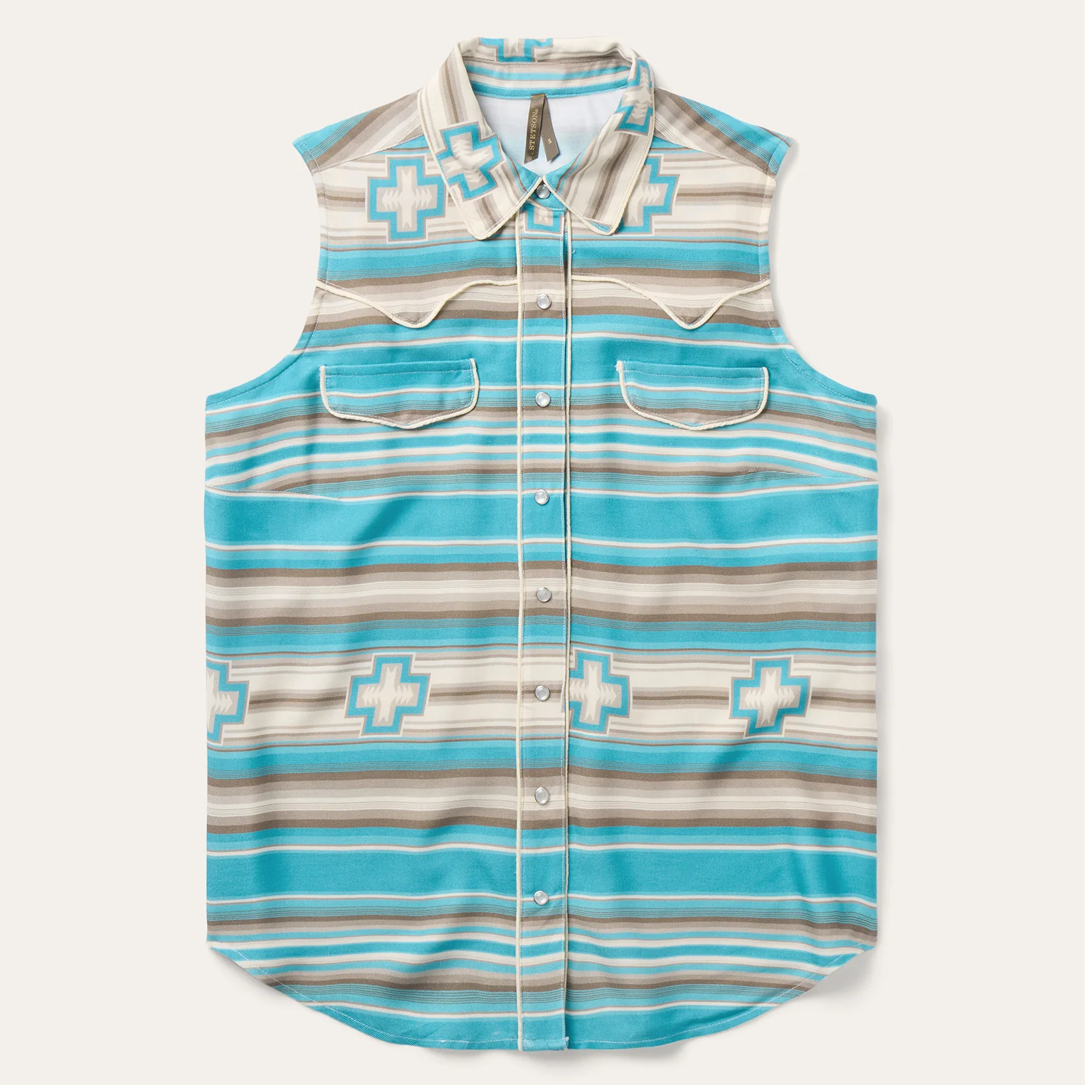 Turquoise Serape Print Sleeveless Shirt