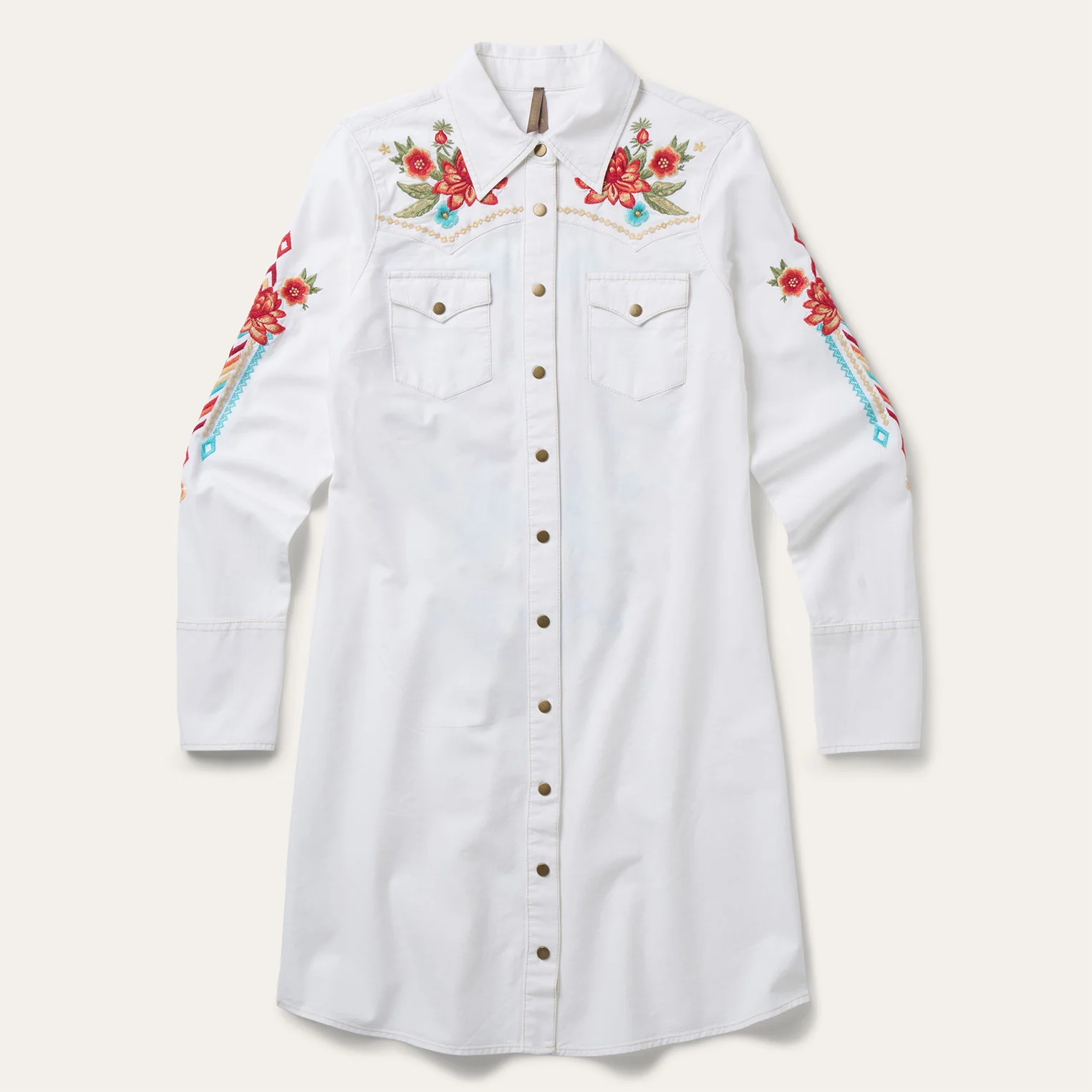 Embroidered Denim Dress