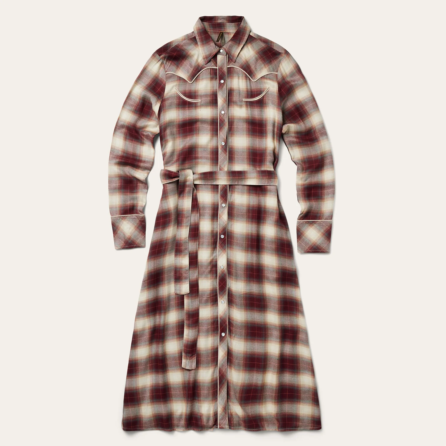 Black Cherry Plaid Shirt Dress