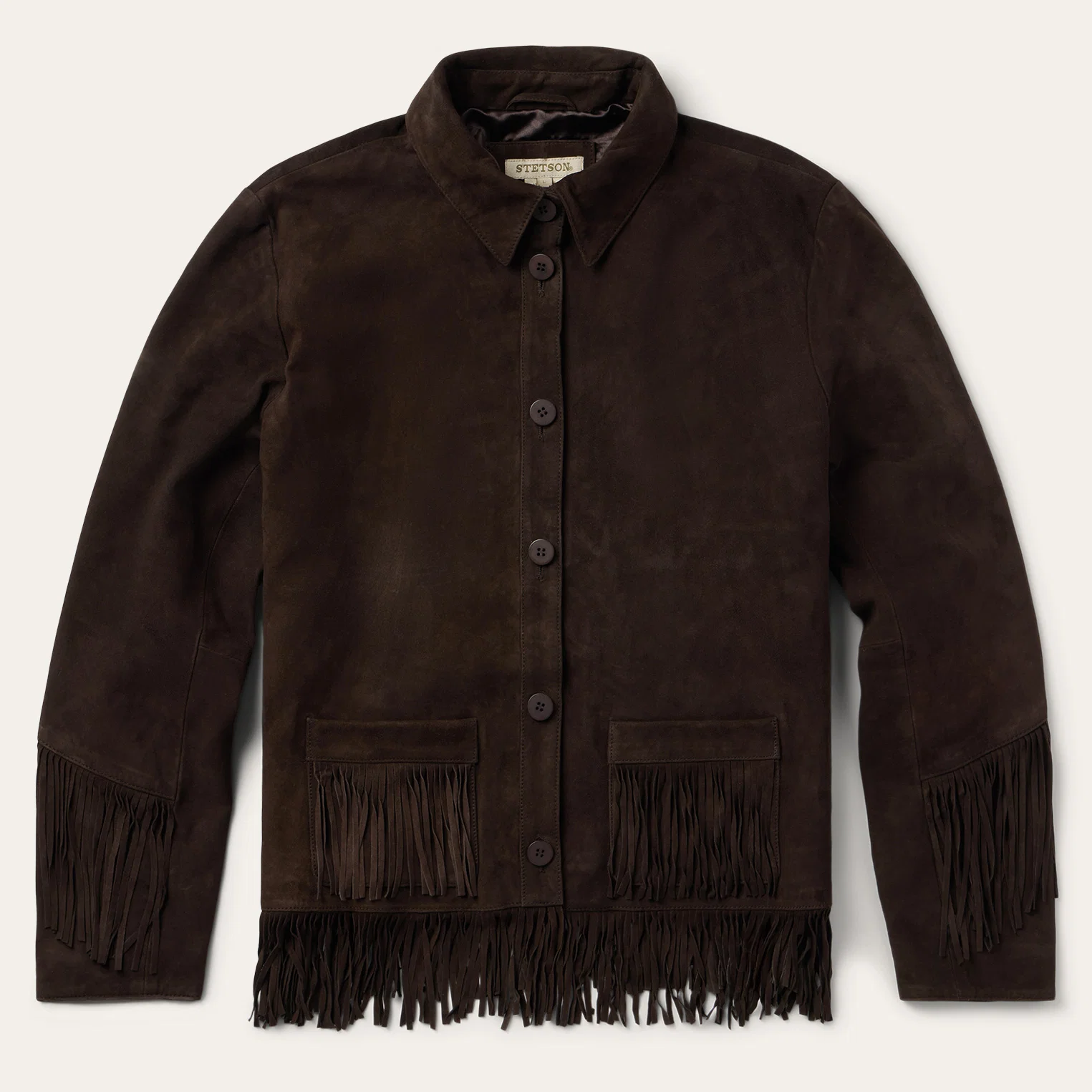 Two Pocket Fringe Suede Jacket