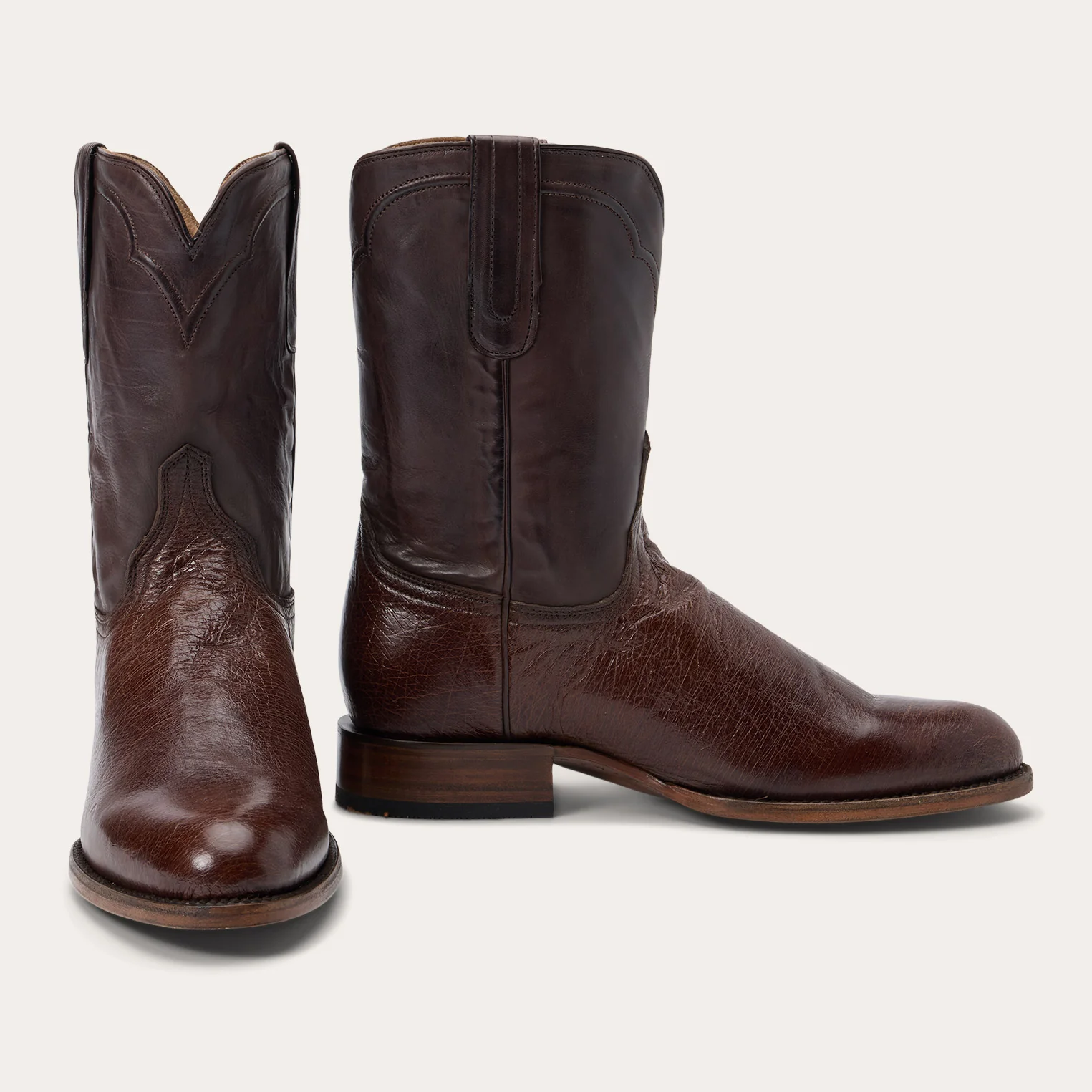Clay Smooth Ostrich Roper Boots