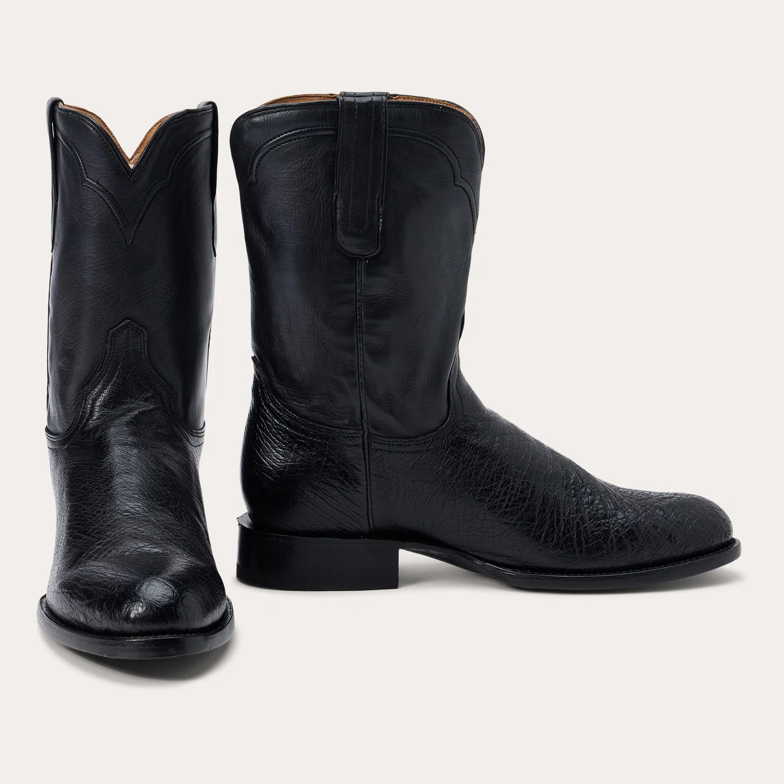 Clay Smooth Ostrich Roper Boots