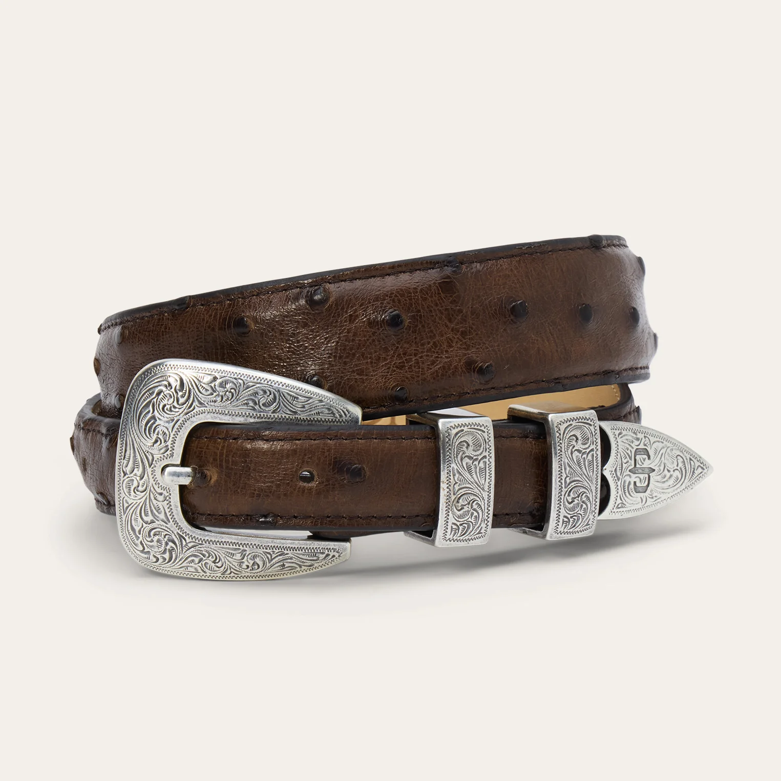 Ostrich Tapered Tab Belt