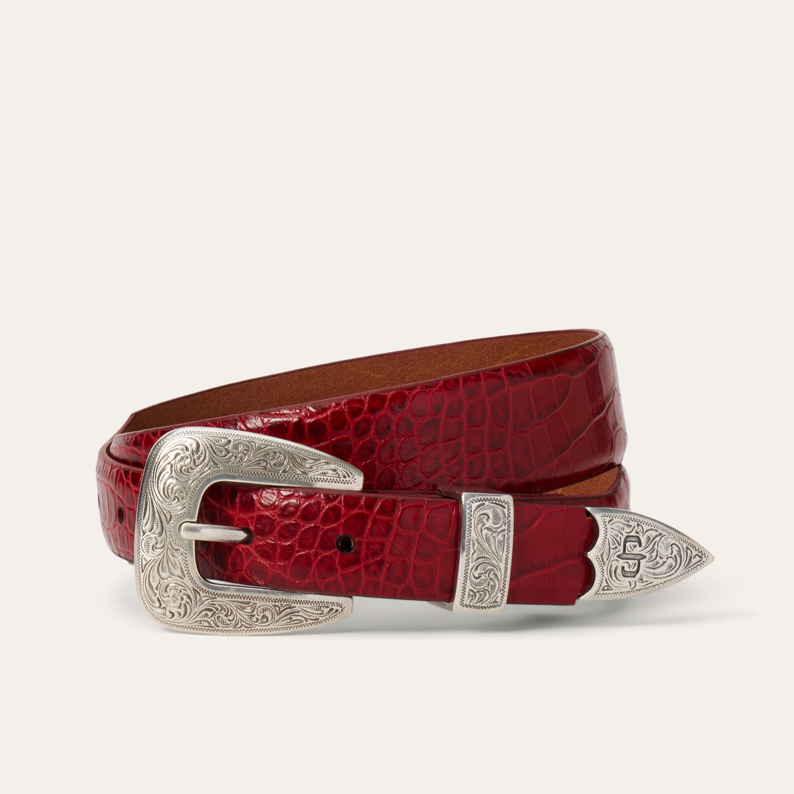 Croco Print Tapered Belt