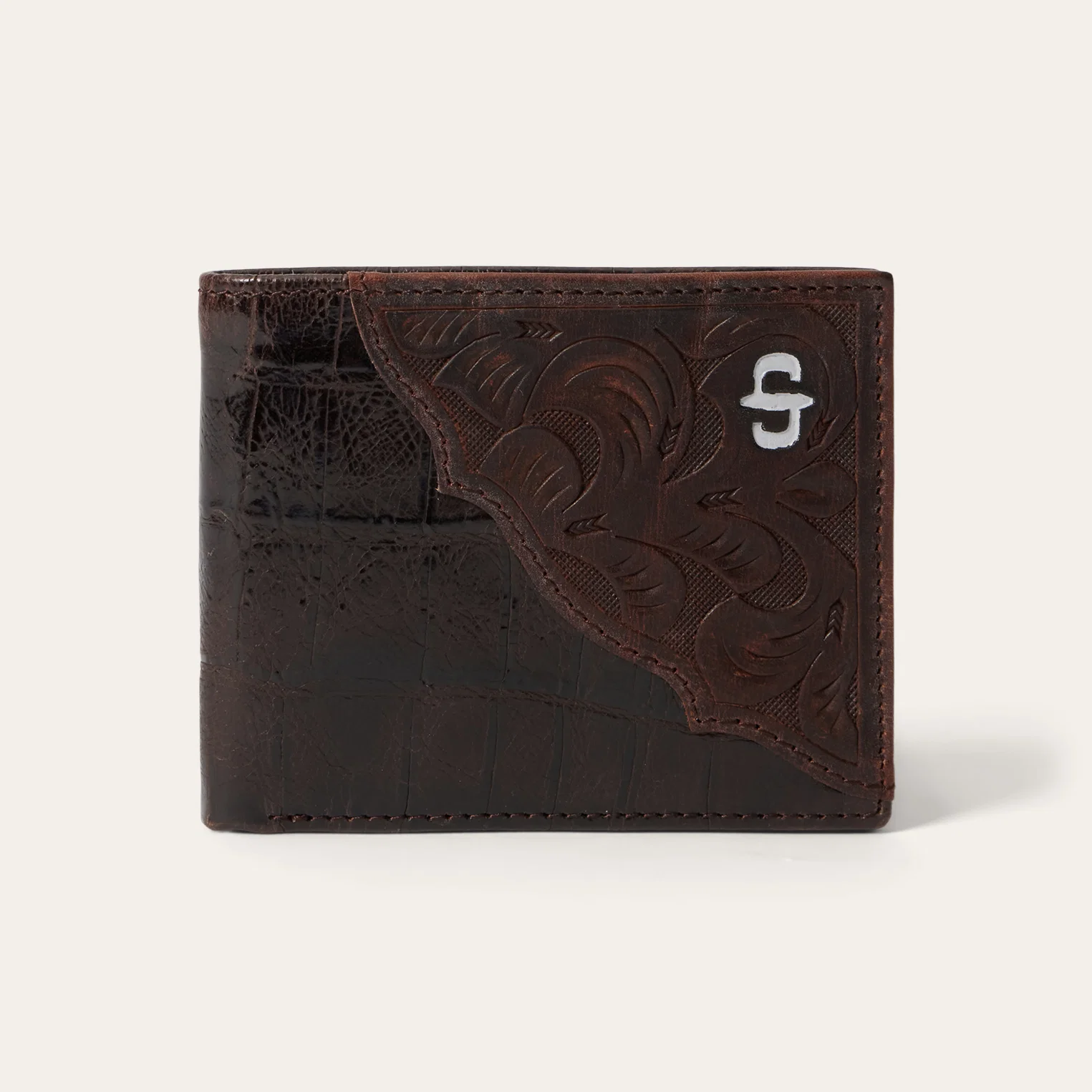 Tooled Embossed Croco Bi-Fold Wallet