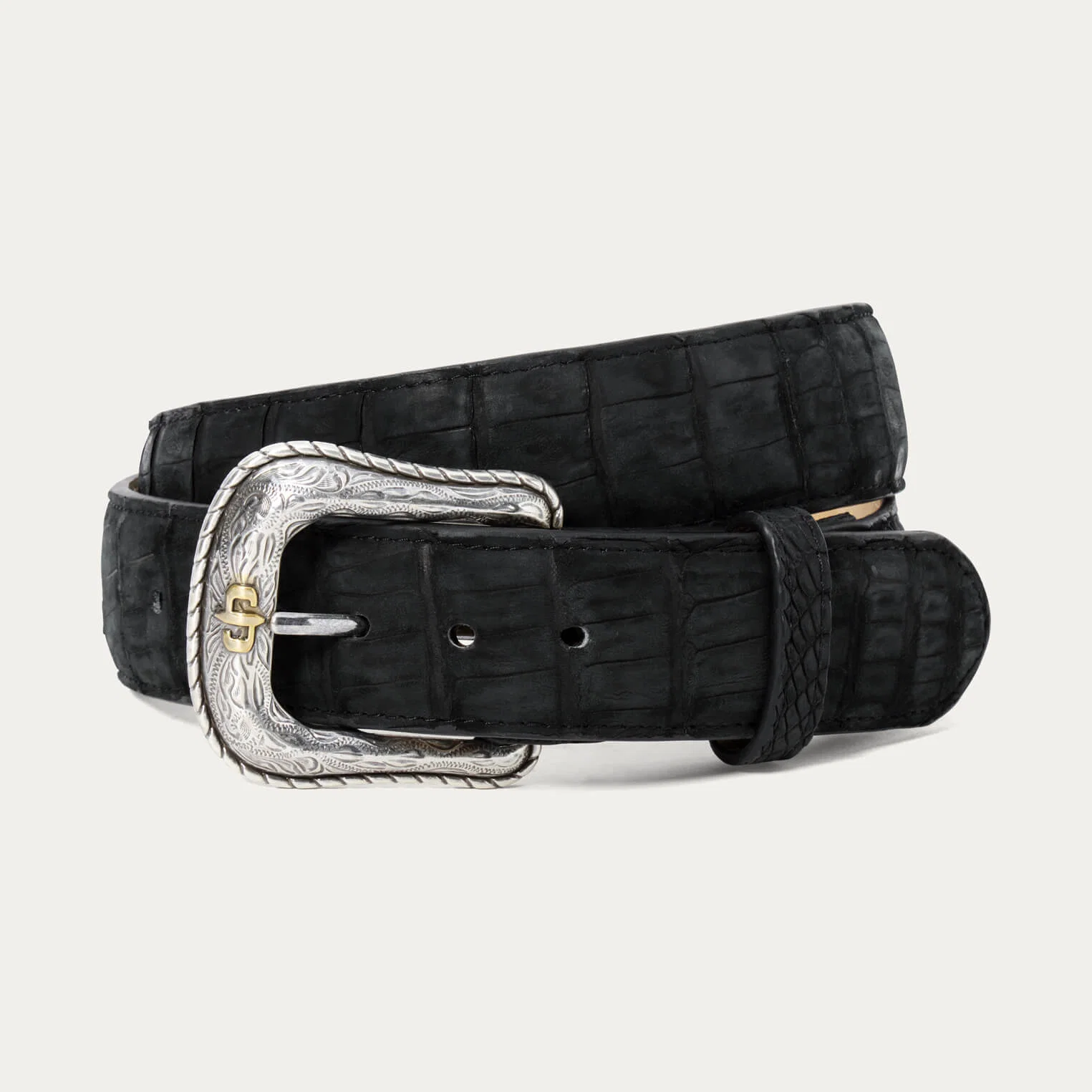 Matte Caiman Western Tab Belt