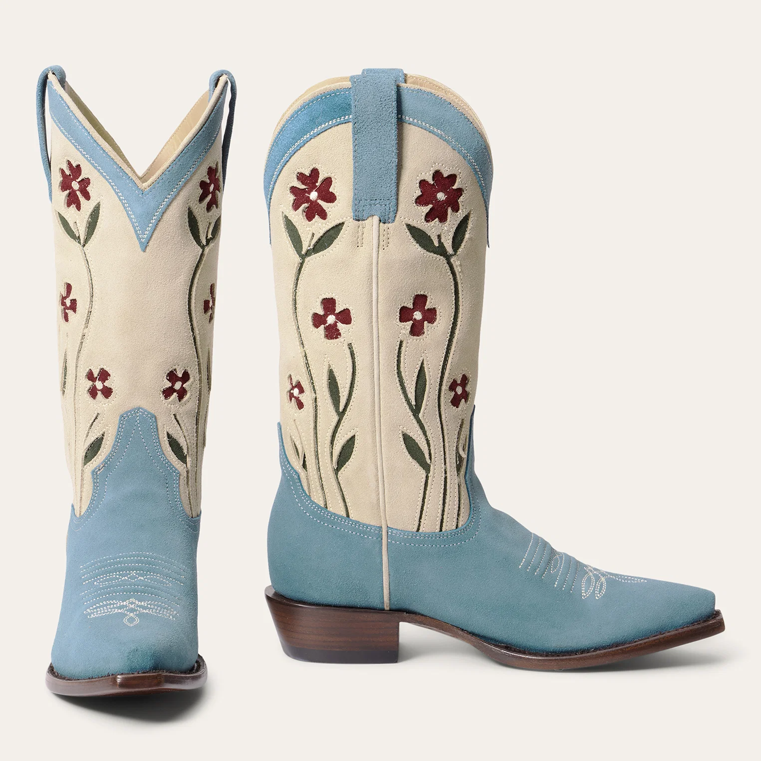 Stetson & THE GREAT. Suede Floral Cowboy Boot