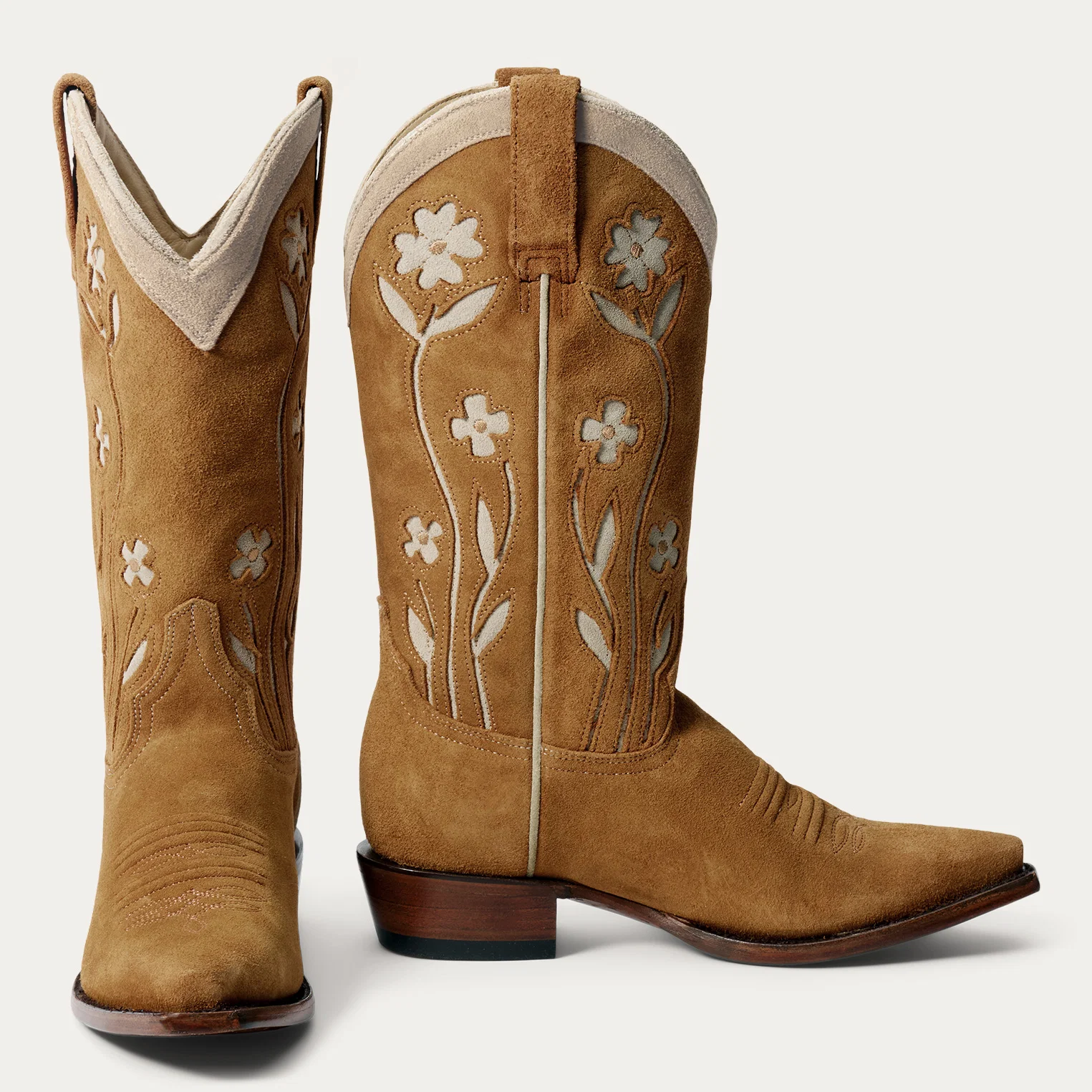 Stetson & THE GREAT. Suede Floral Cowboy Boot