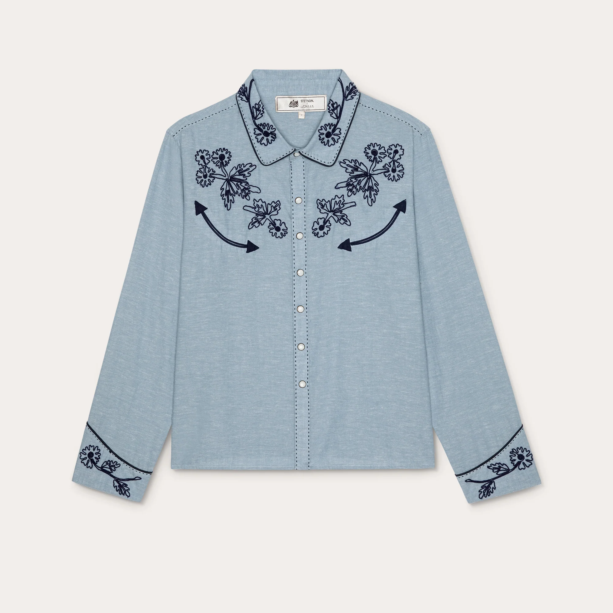 Stetson & THE GREAT. The Chambray Embroidered Western Shirt