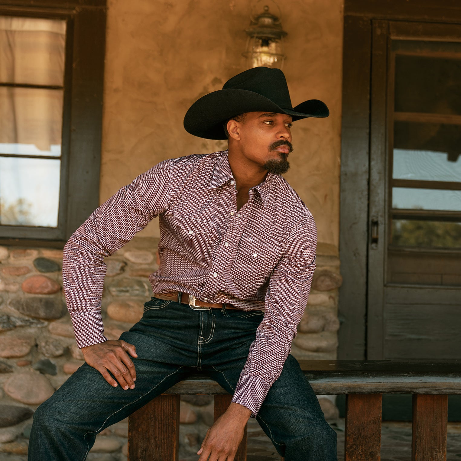 Broken Diamond Print Western Shirt - Image 2