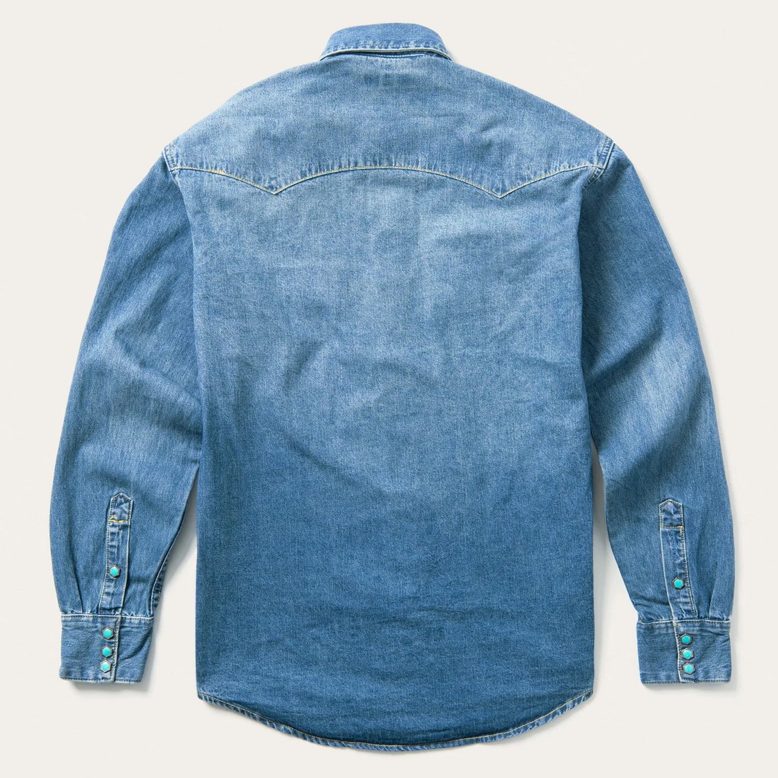 Turquoise Snap Western Denim Shirt - Image 8
