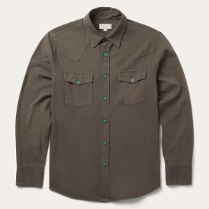 Turquoise Snap Twill Western Shirt