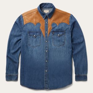 Leather Yoke Denim Shirt