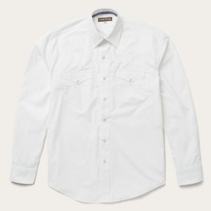Classic Solid Snap Poplin Shirt In Optic White
