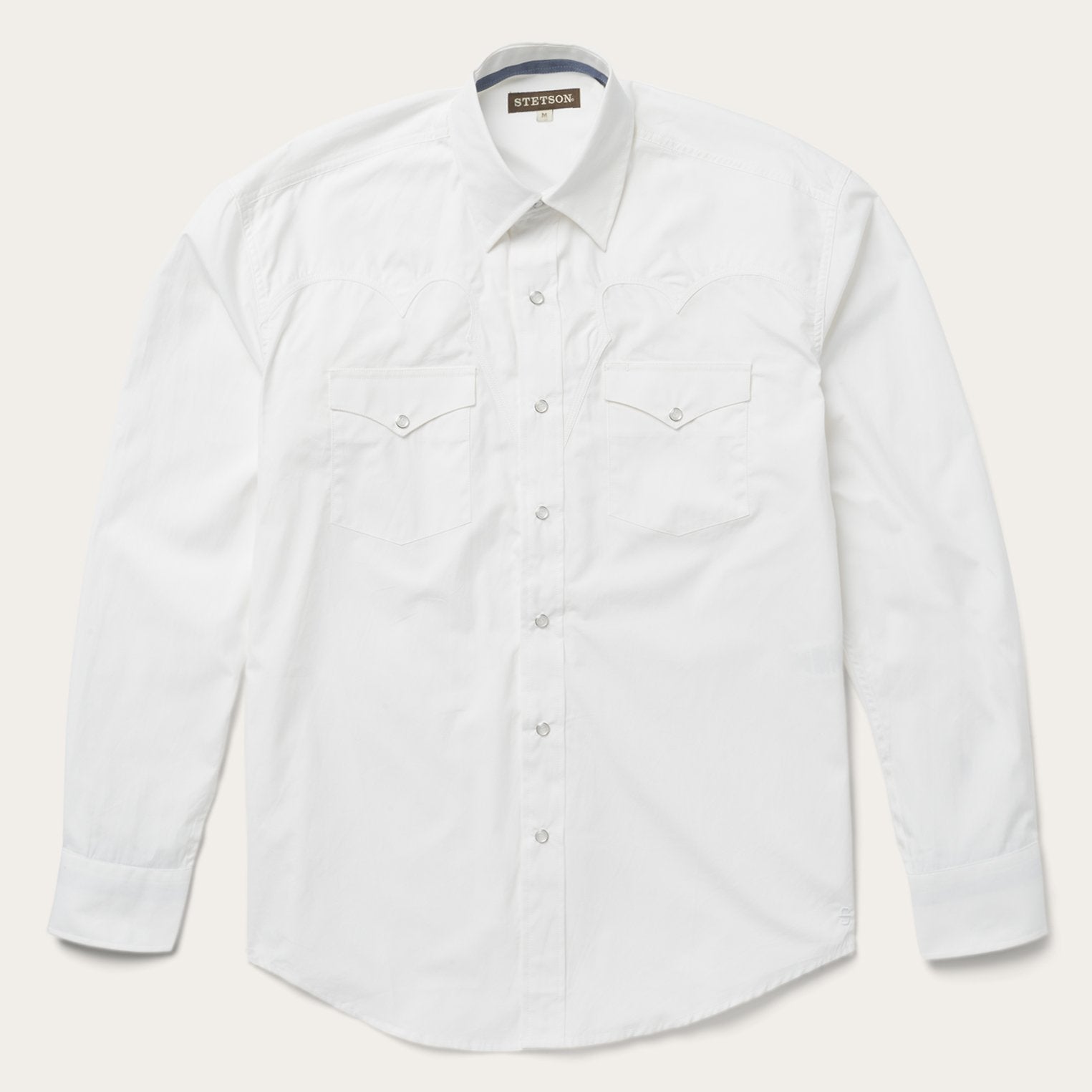 Classic Solid Snap Poplin Shirt In Optic White