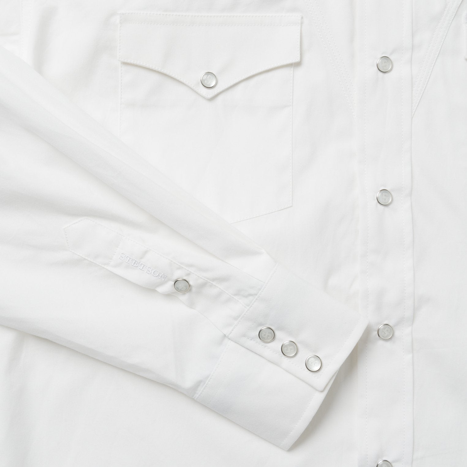 Classic Solid Snap Poplin Shirt In Optic White - Image 7