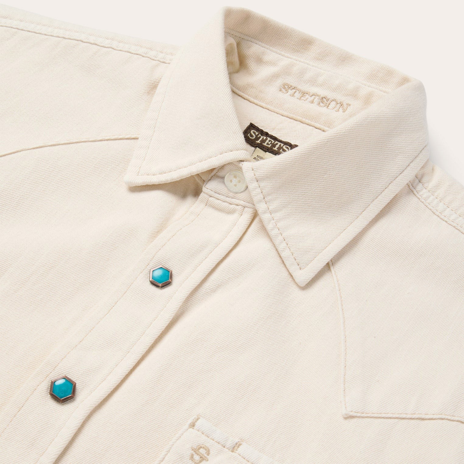 Turquoise Snap Western Denim Shirt - Image 7