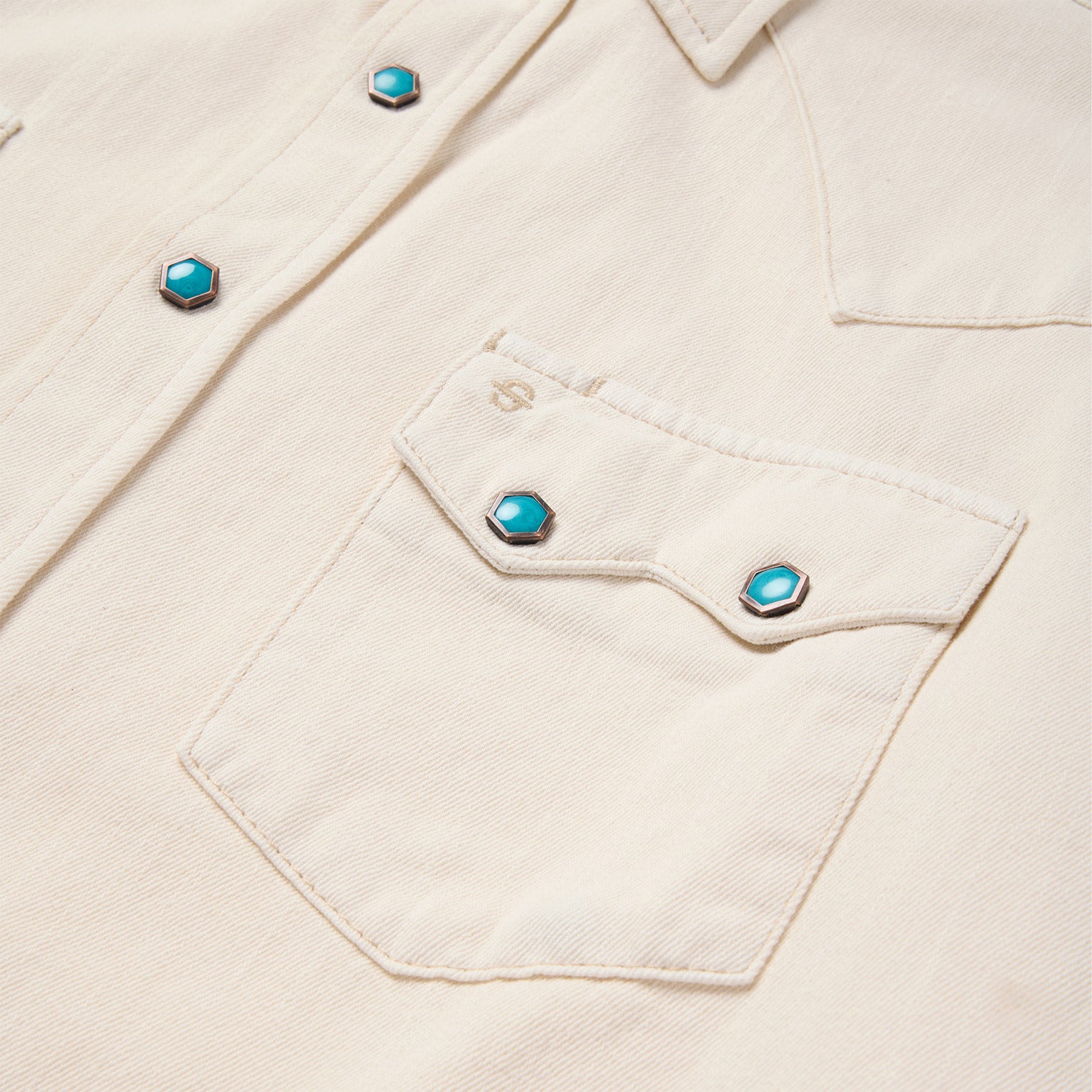 Turquoise Snap Western Denim Shirt - Image 8