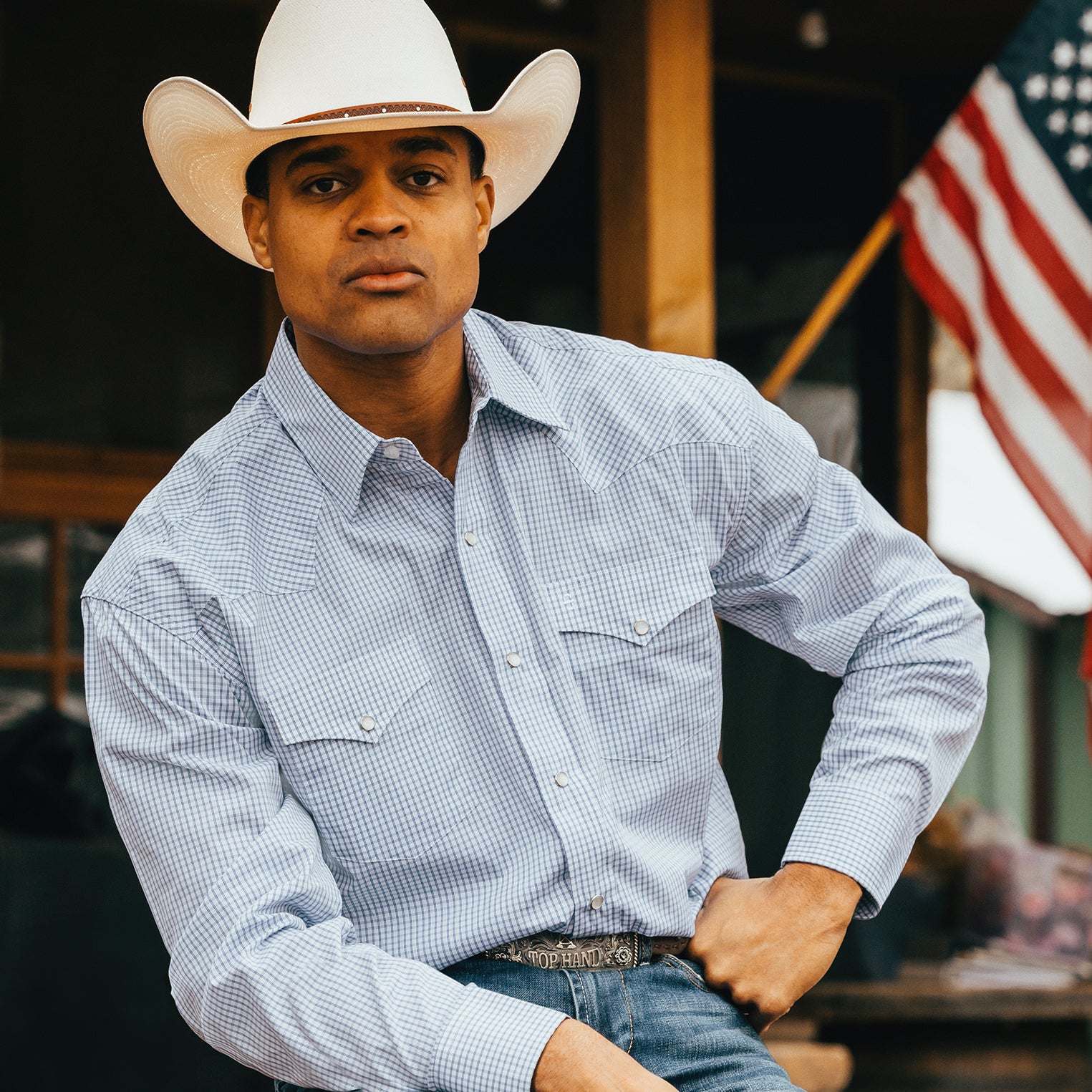 Two Stripe Check Western Shirt - Image 2