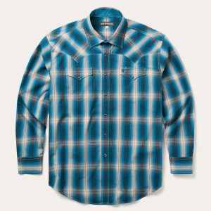 Marine Ombre Plaid Western Shirt