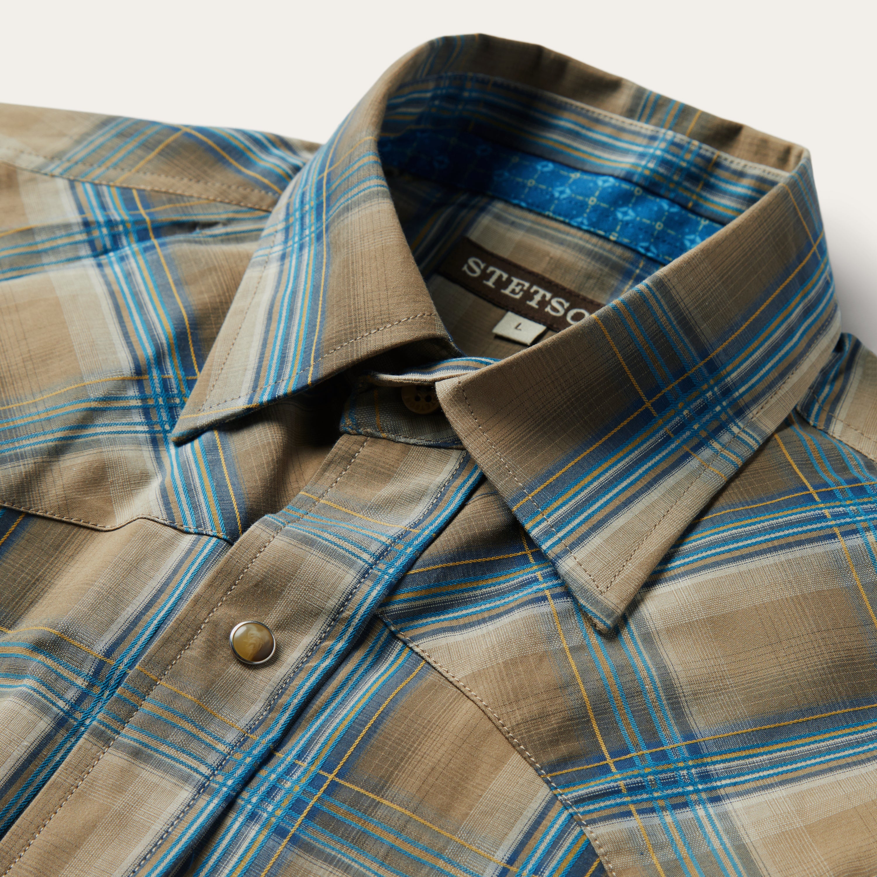 Khaki Ombre Plaid Shirt - Image 3