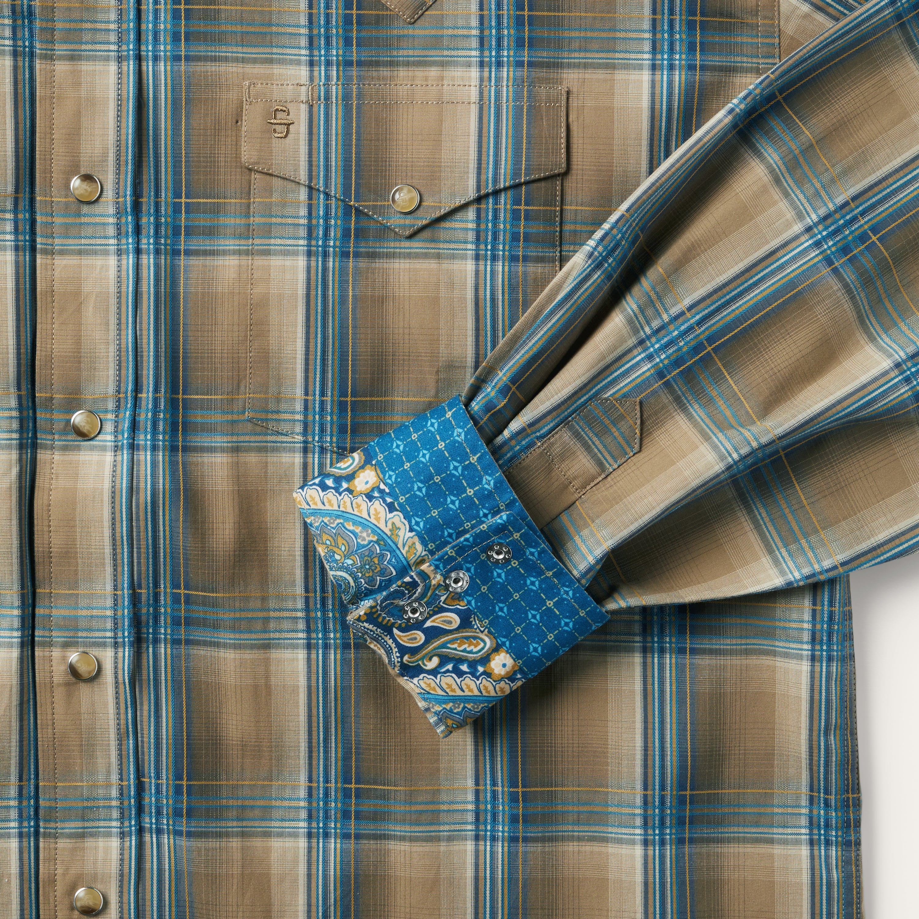 Khaki Ombre Plaid Shirt - Image 5
