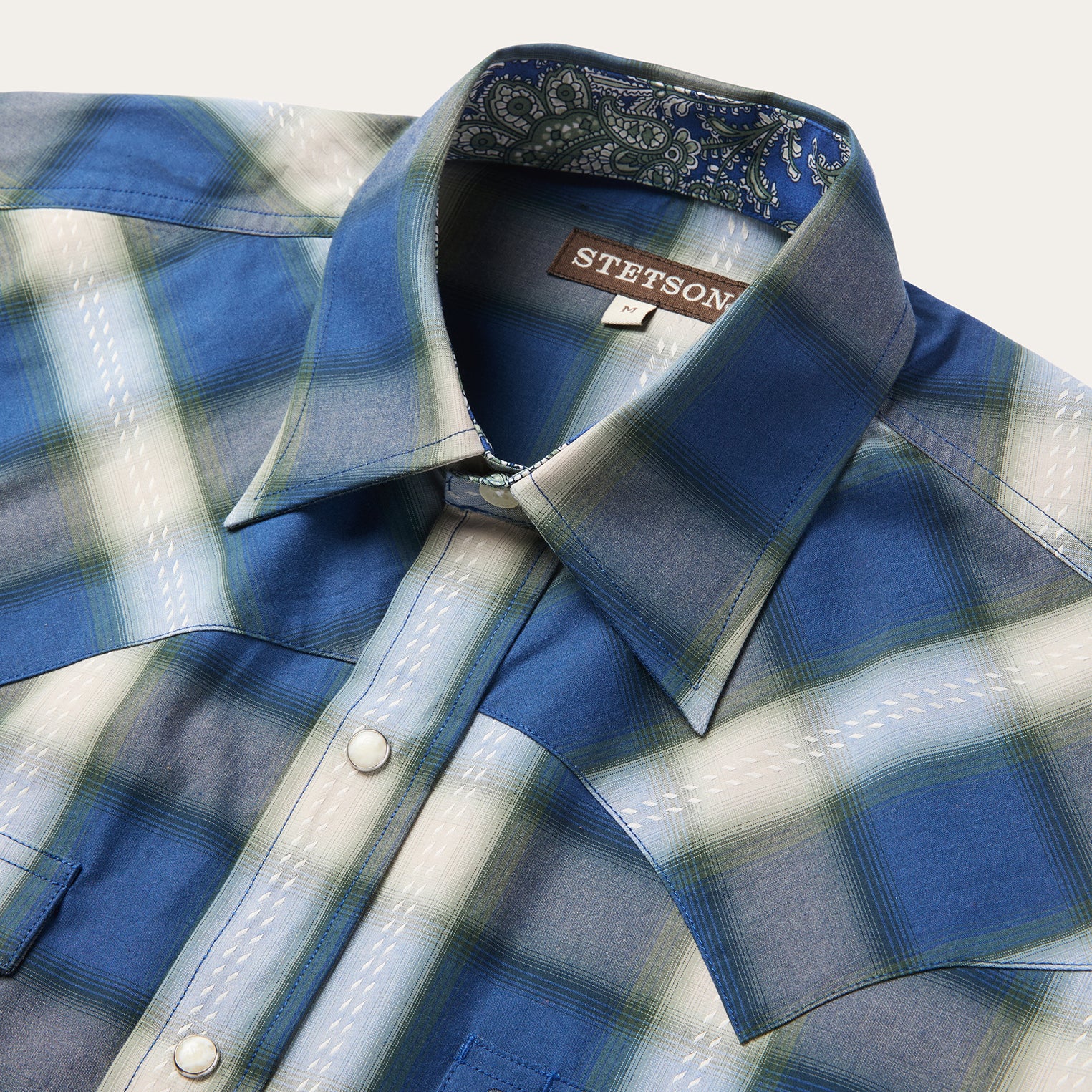 Blue Sage Dobby Plaid Western Shirt - Image 5