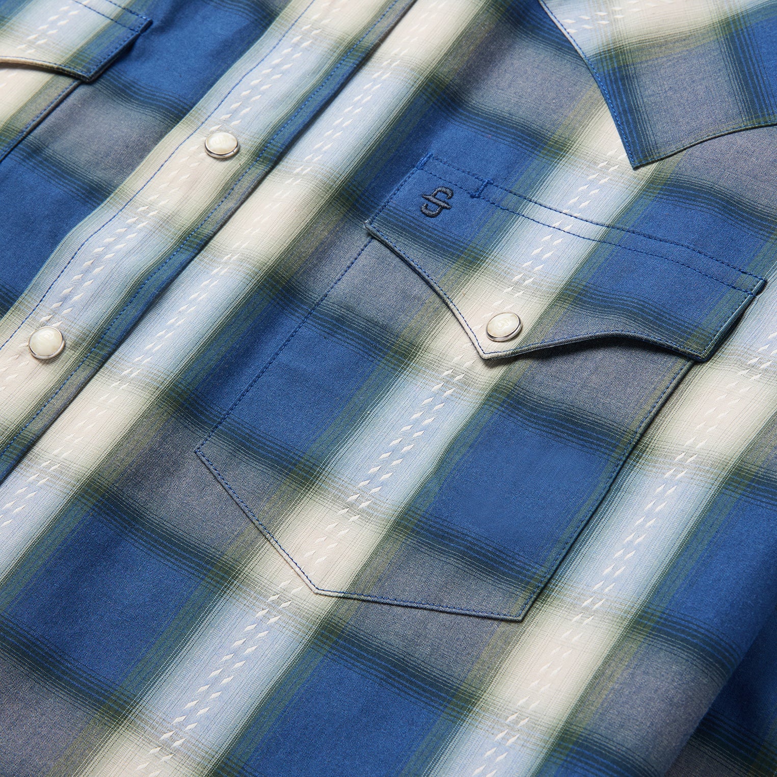 Blue Sage Dobby Plaid Western Shirt - Image 6