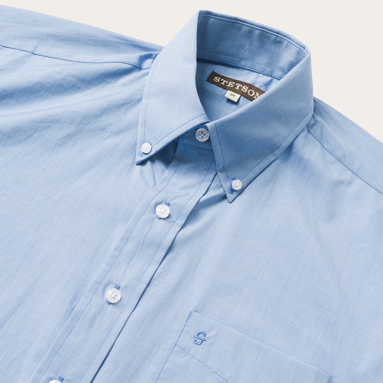 Blue Solid One-Pocket Snap-Front Shirt - Image 3