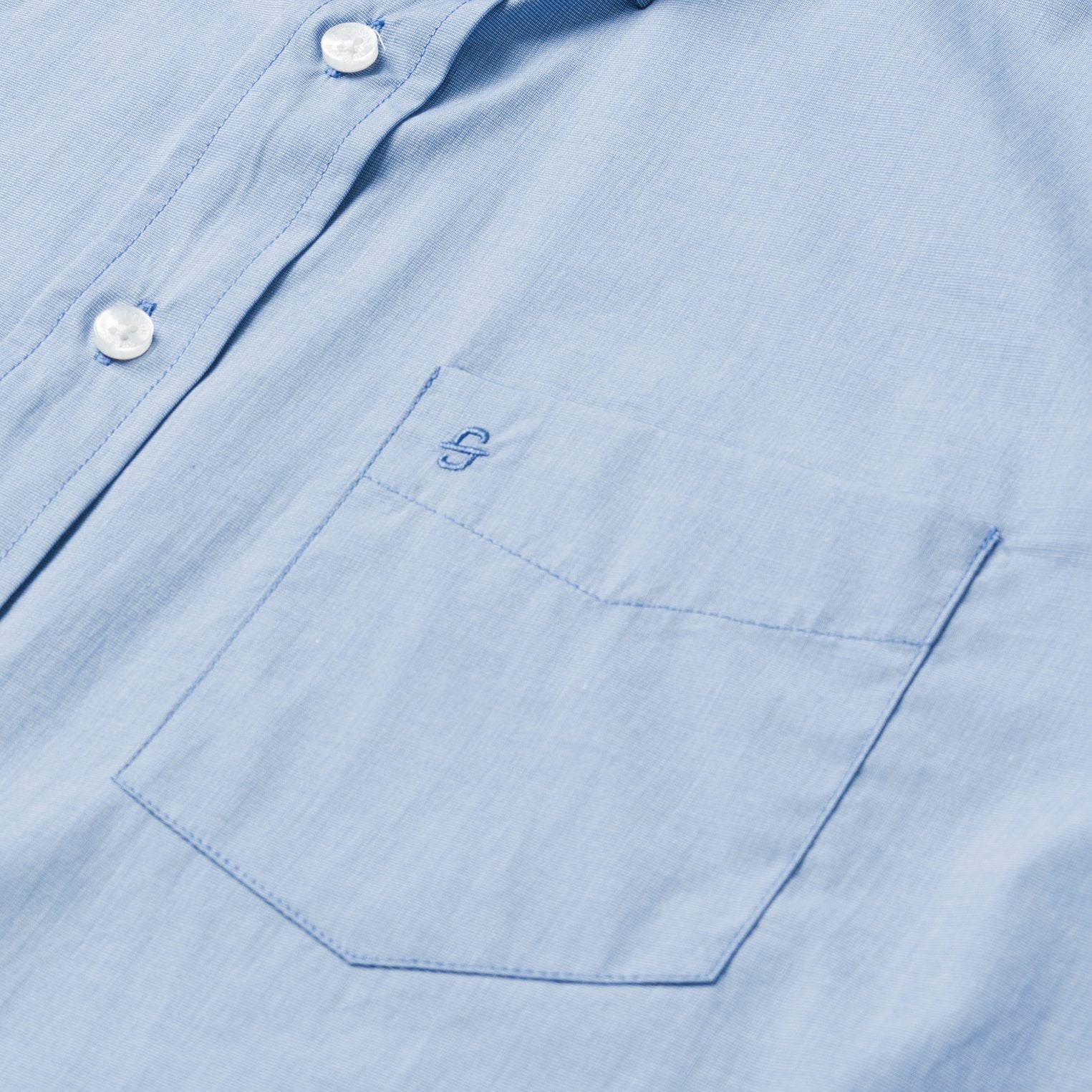 Blue Solid One-Pocket Snap-Front Shirt - Image 4