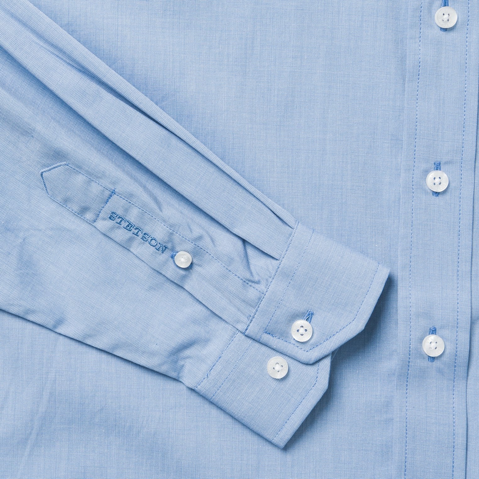 Blue Solid One-Pocket Snap-Front Shirt - Image 5