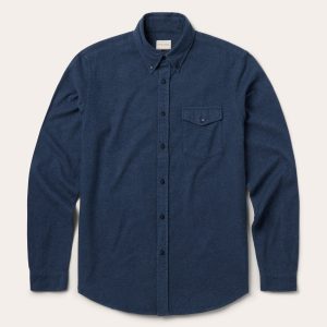 Heathered Flannel Button-Down Shirt