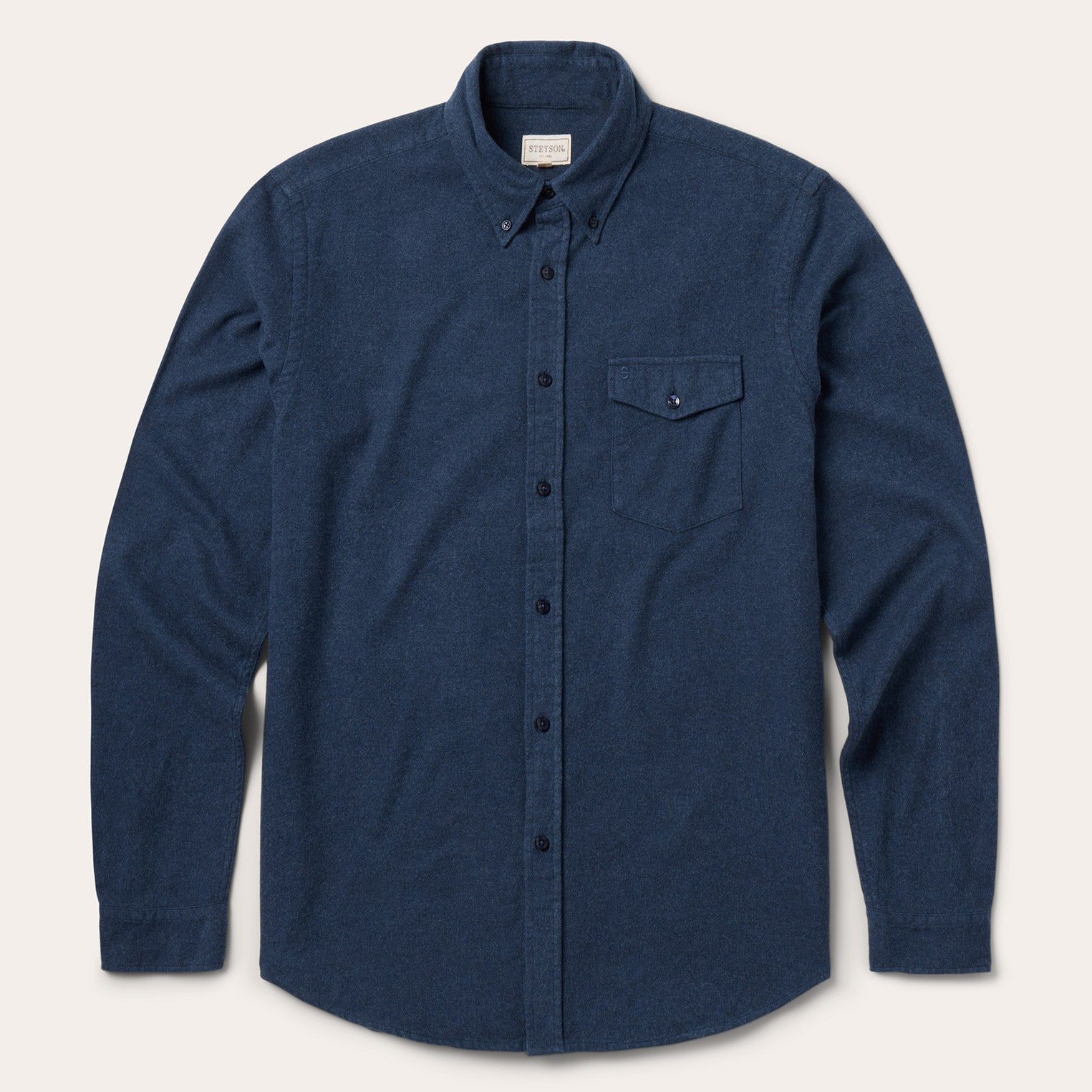 Heathered Flannel Button-Down Shirt