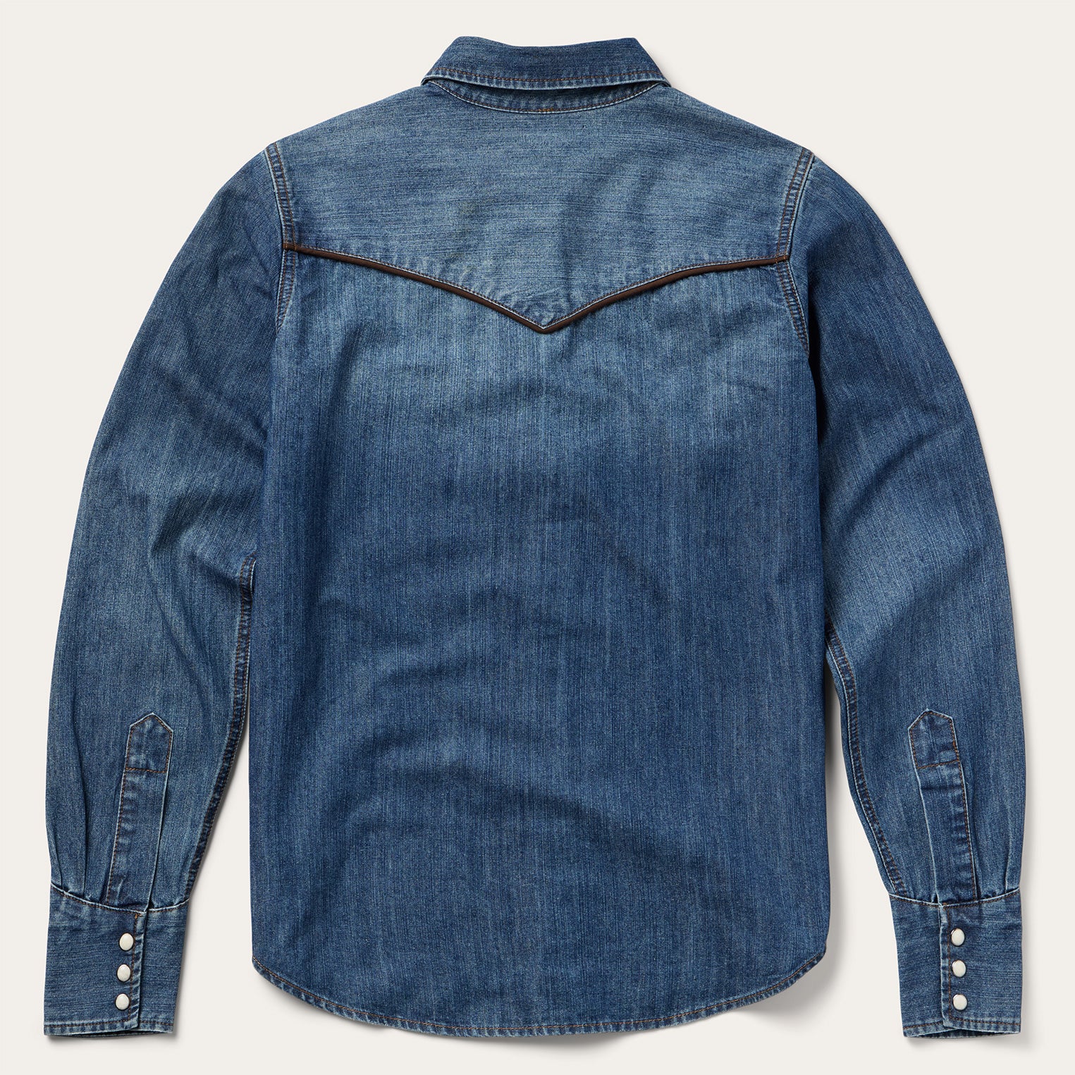 Piped Dark Denim Western Shirt - Image 2