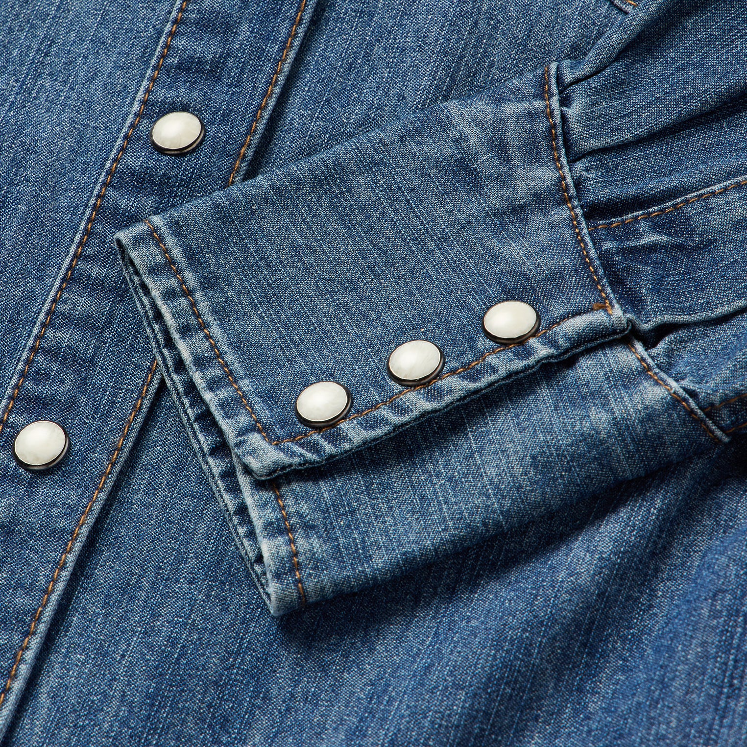 Piped Dark Denim Western Shirt - Image 5