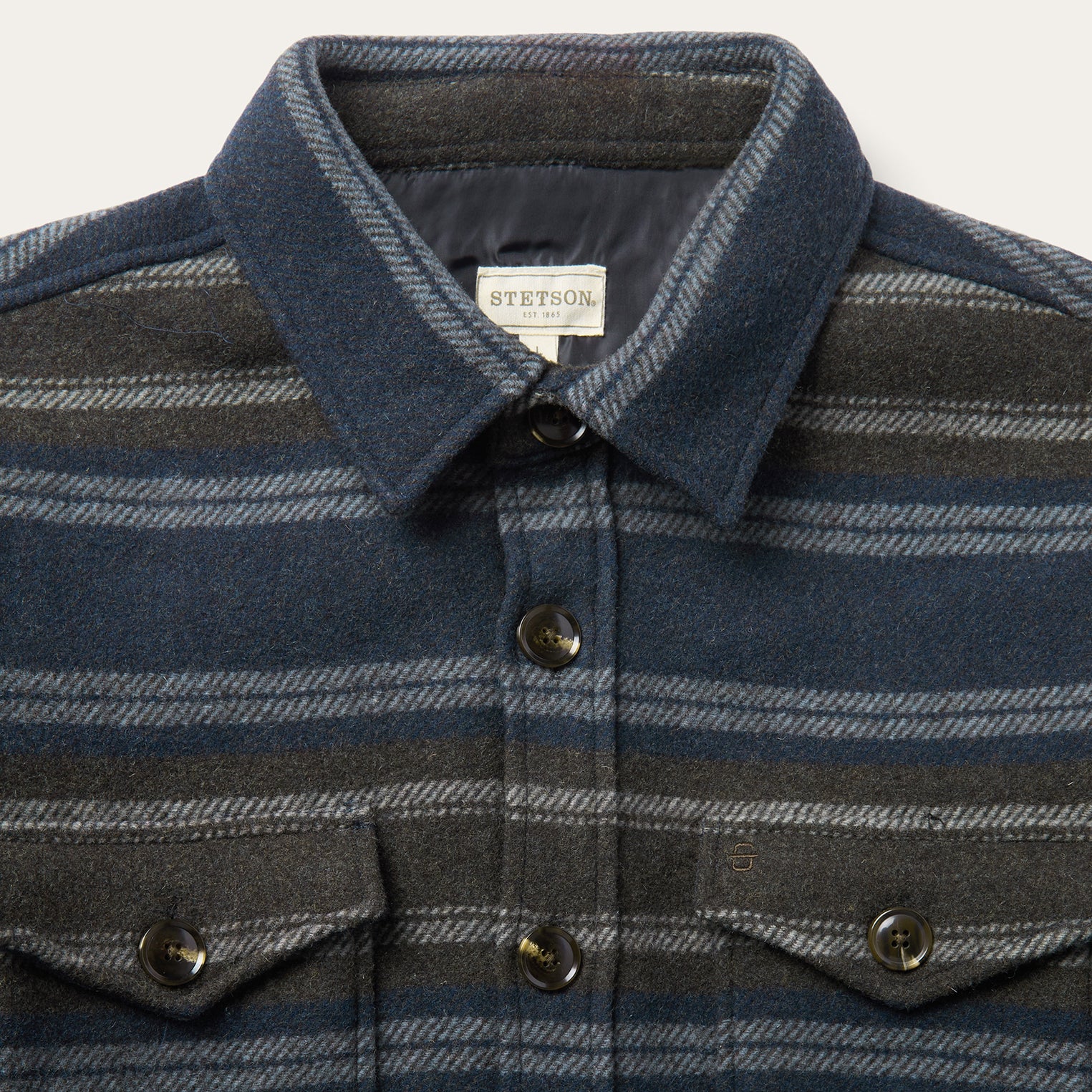 Wool Blend Stripe Shirt Jacket - Image 4