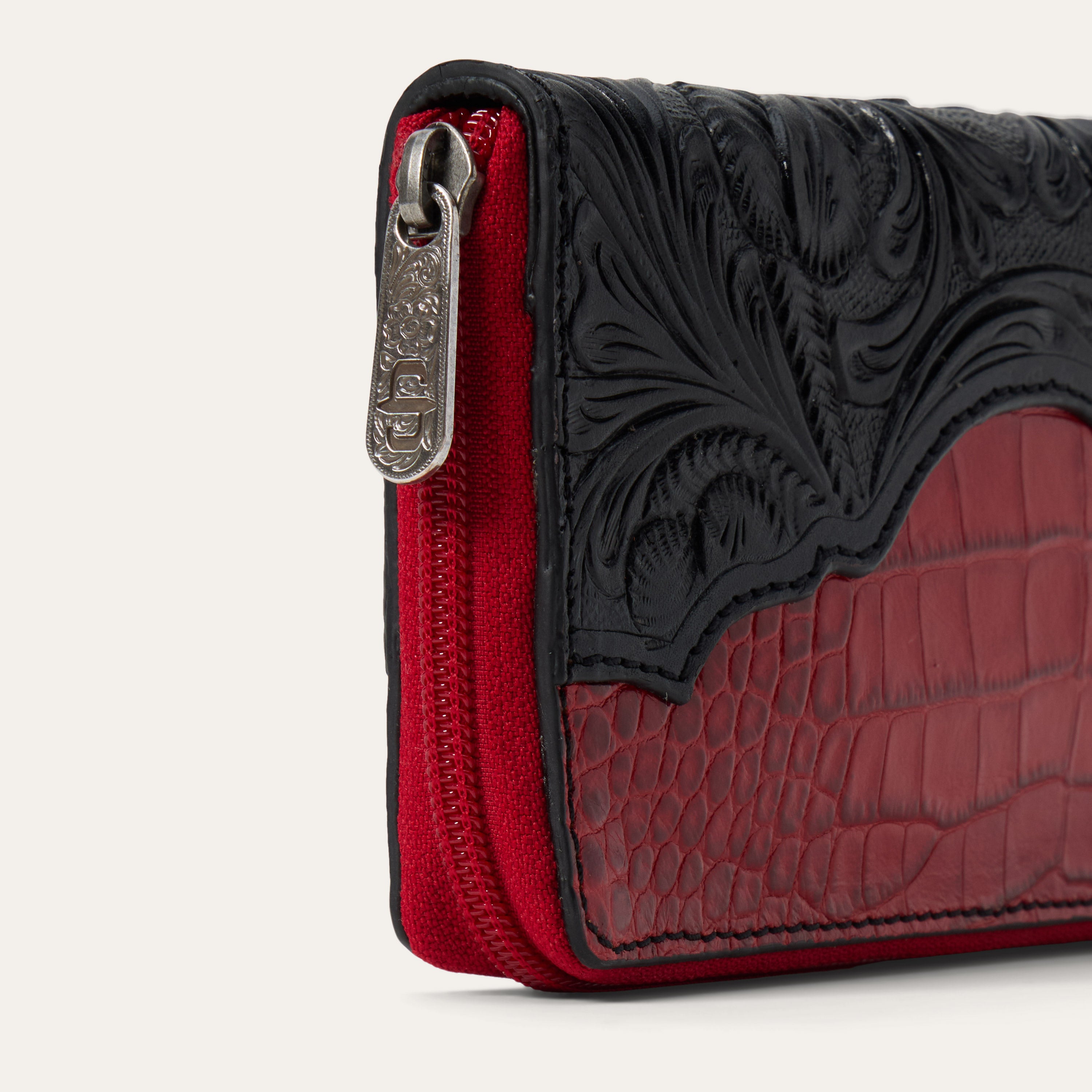 Tooled Croco Embossed Zip Wallet - Image 5