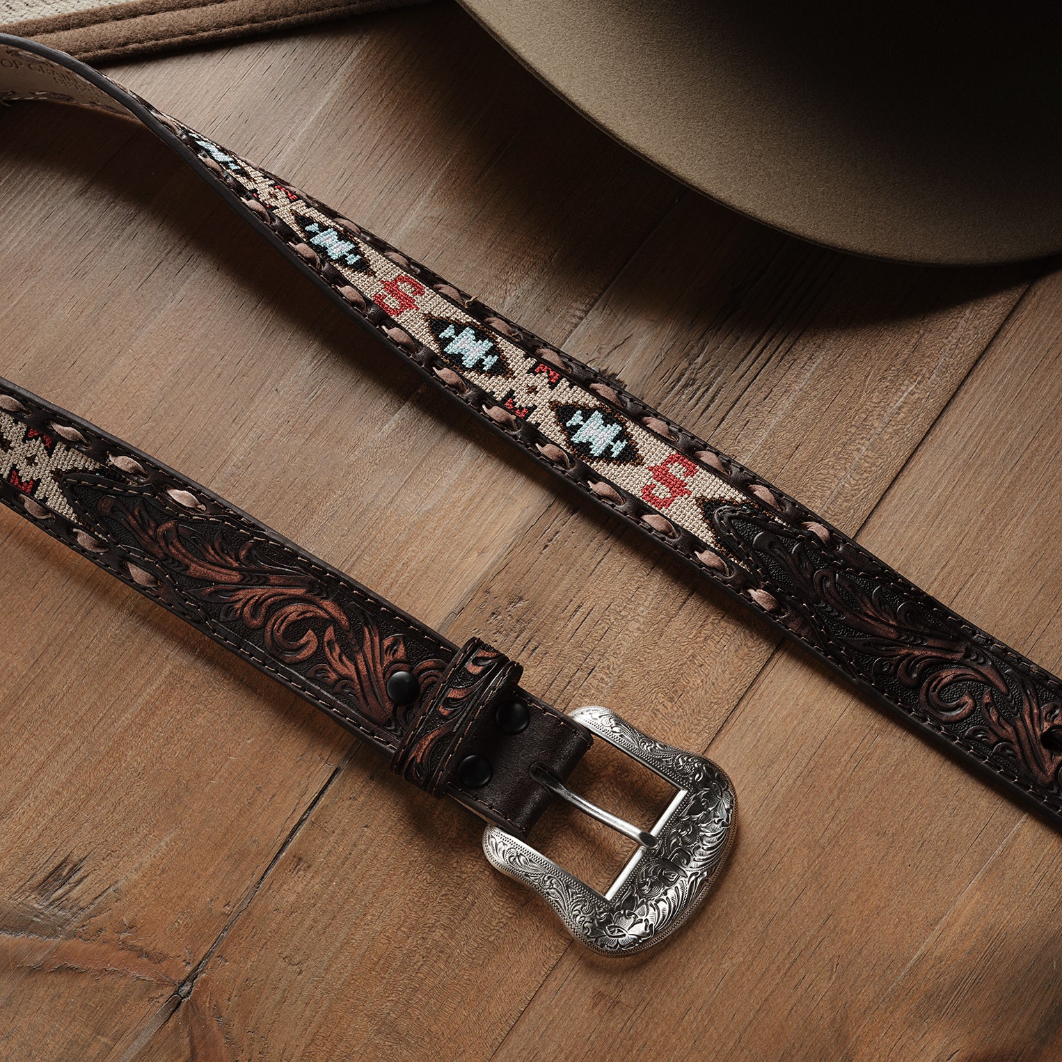 Embroidered Tooled Tab Belt - Image 5