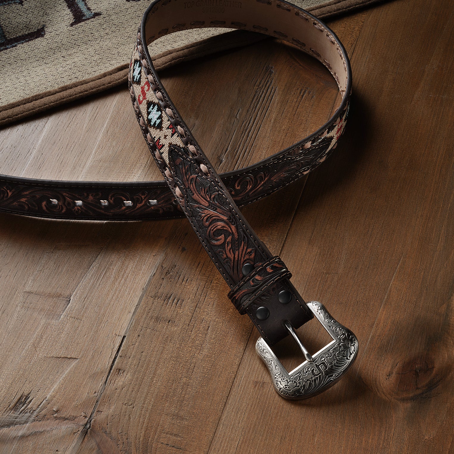 Embroidered Tooled Tab Belt - Image 4