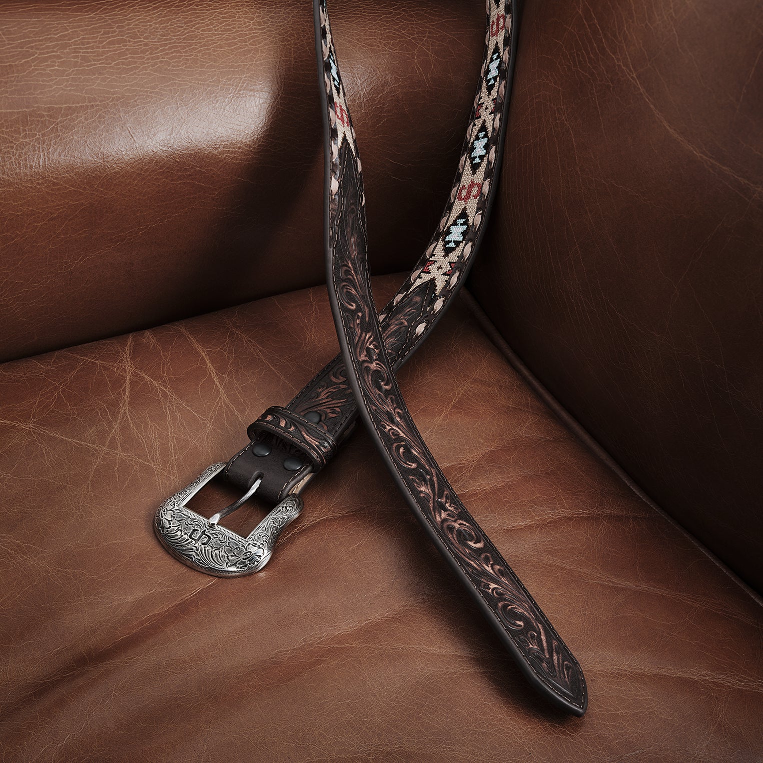 Embroidered Tooled Tab Belt - Image 6