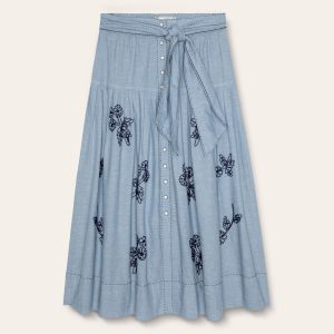 Stetson & THE GREAT. The Chambray Embroidered Highland Skirt