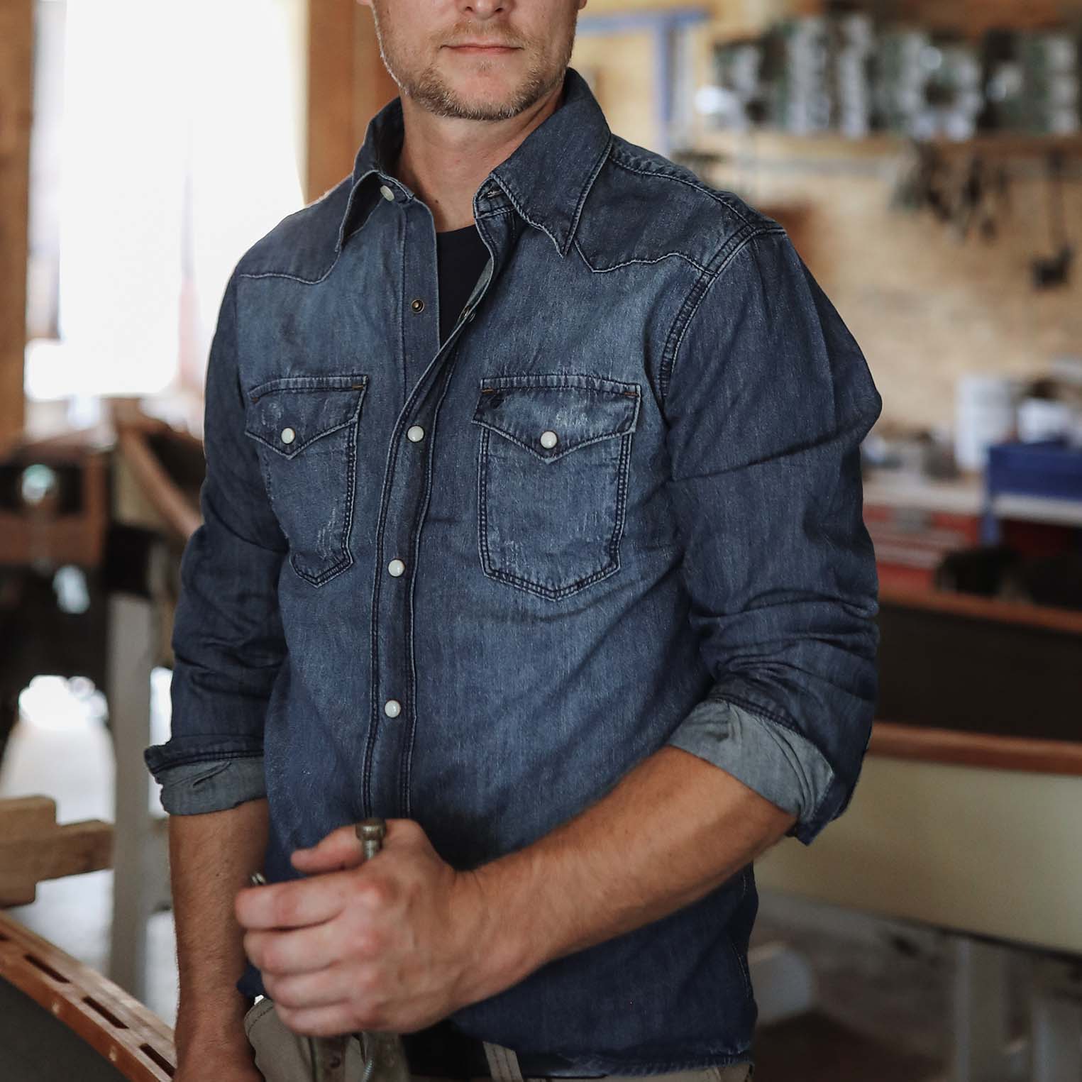Medium Blue Denim Shirt - Image 5
