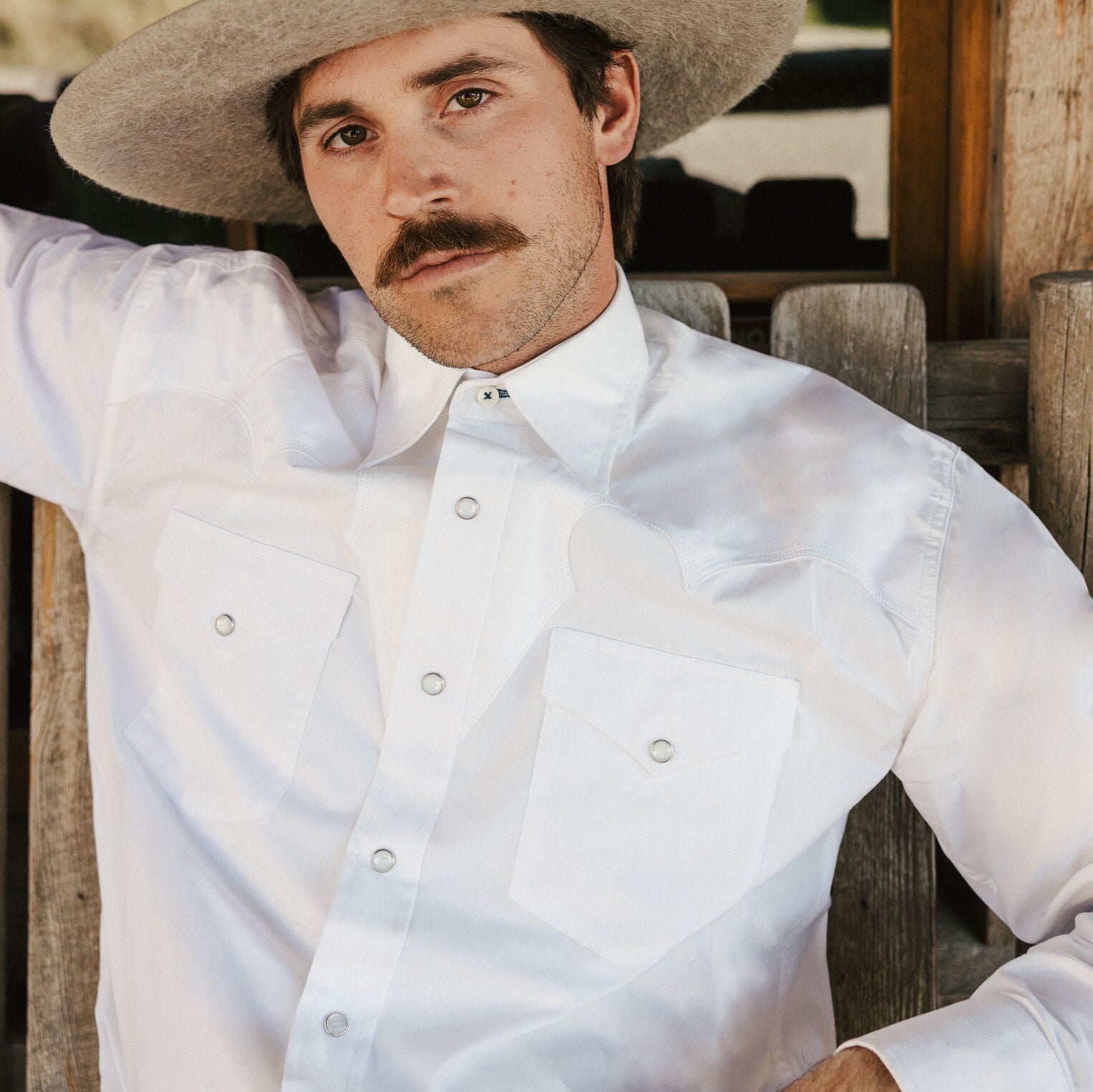 Classic Solid Snap Poplin Shirt In Optic White - Image 3