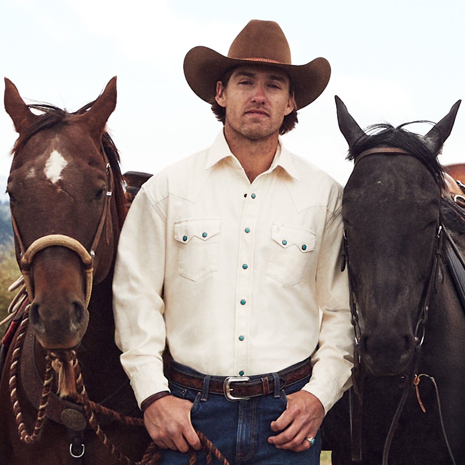 Turquoise Snap Western Denim Shirt - Image 5